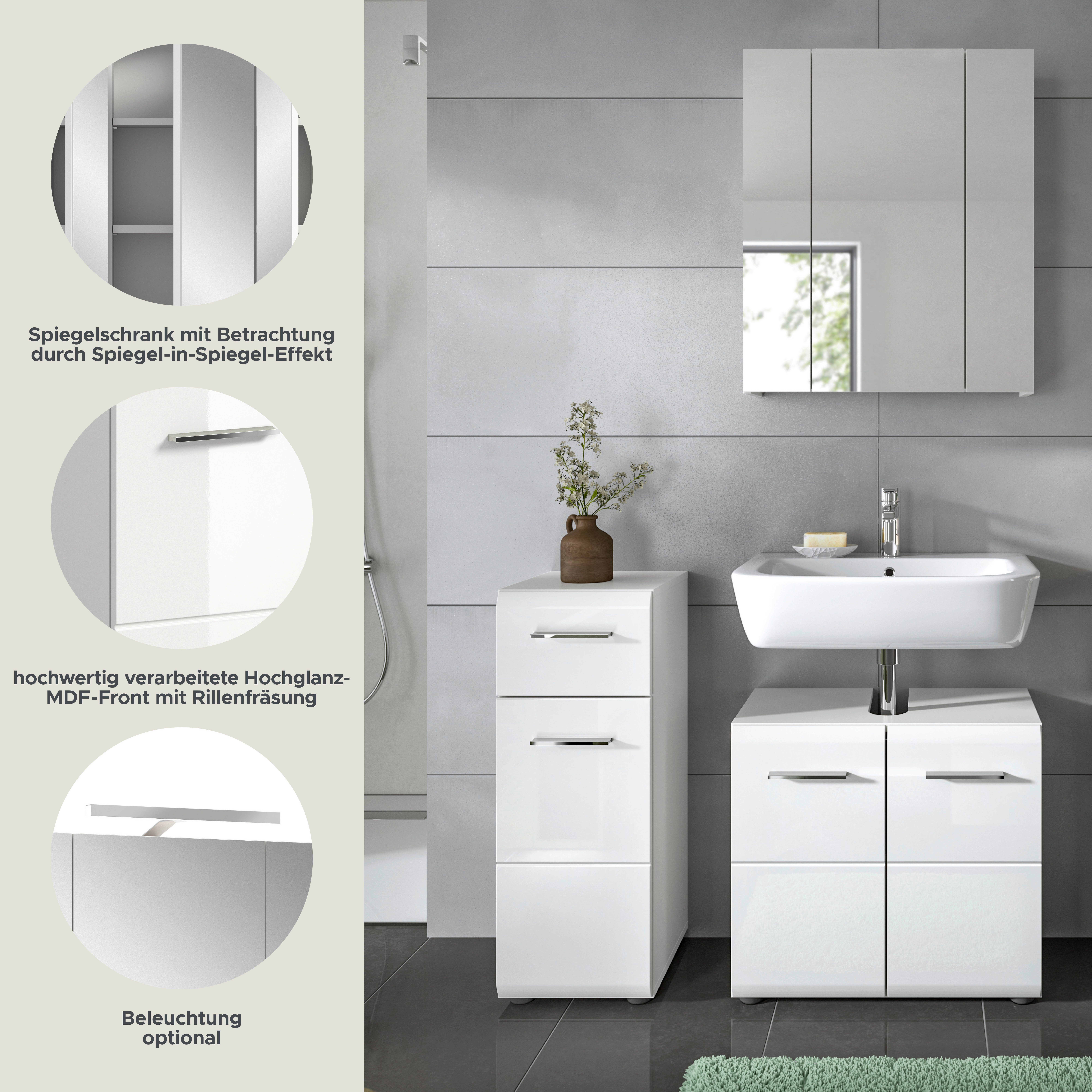 INOSIGN Badmeubelset FLORENZ, TOPSELLER!, 3-delige badcombinatie, hoogwaardige MDF-front