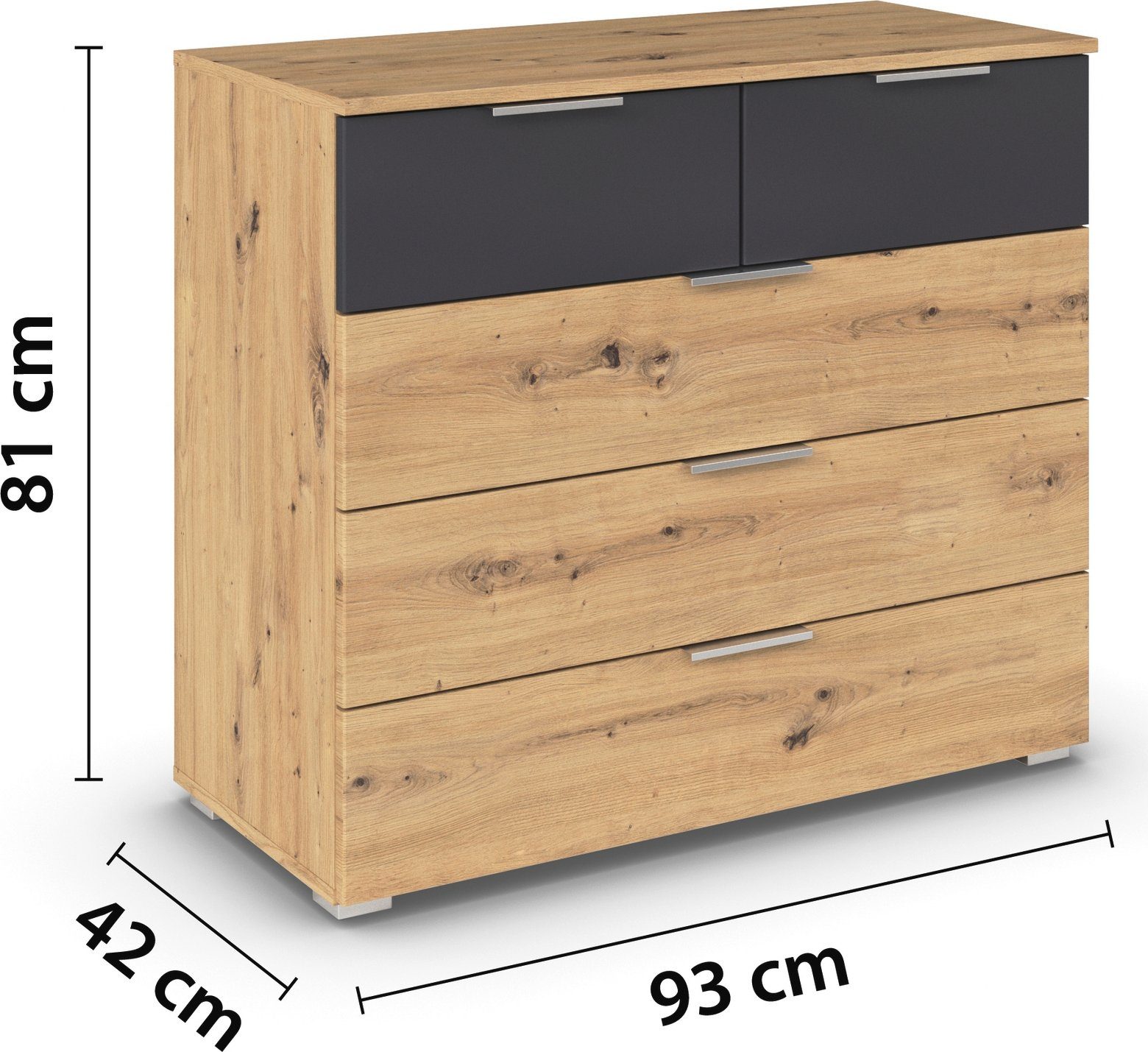 rauch Ladekast Monza sideboard commode waskast met 5 ruime lades in trendy kleurencombinaties