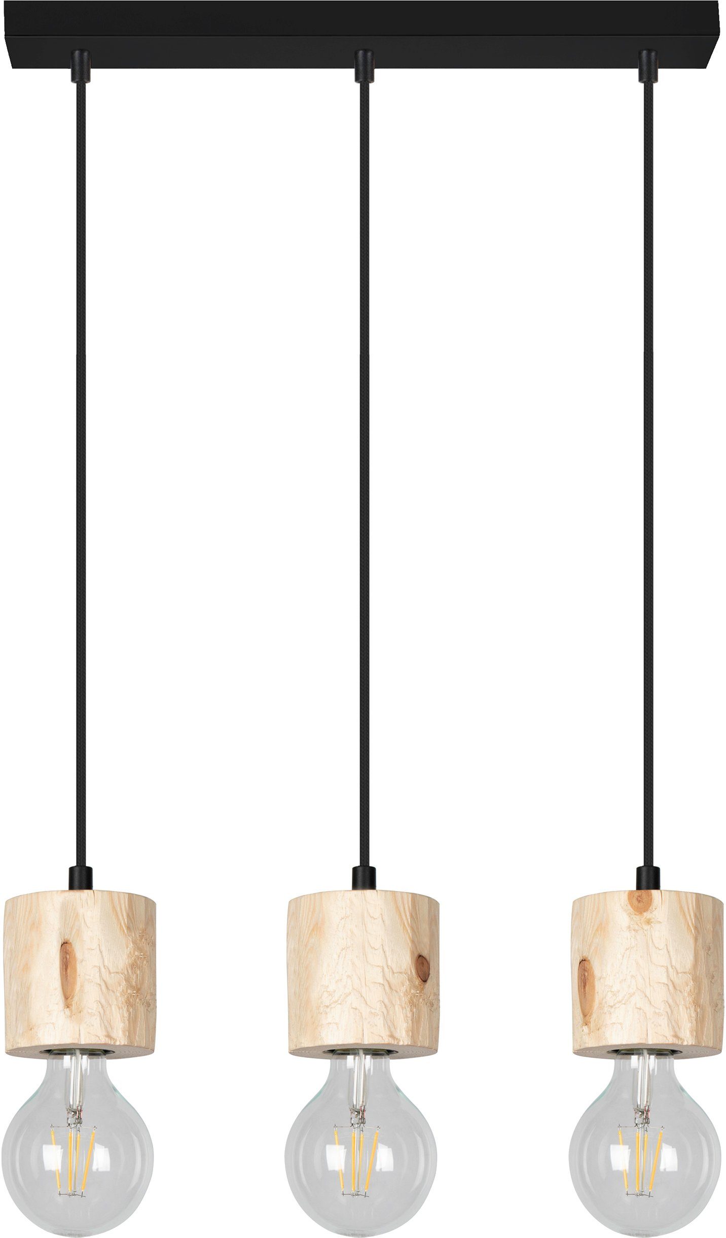 spot light hanglamp pino hanglamp, natuurproduct van massief hout, duurzaam, kabel in te korten bruin