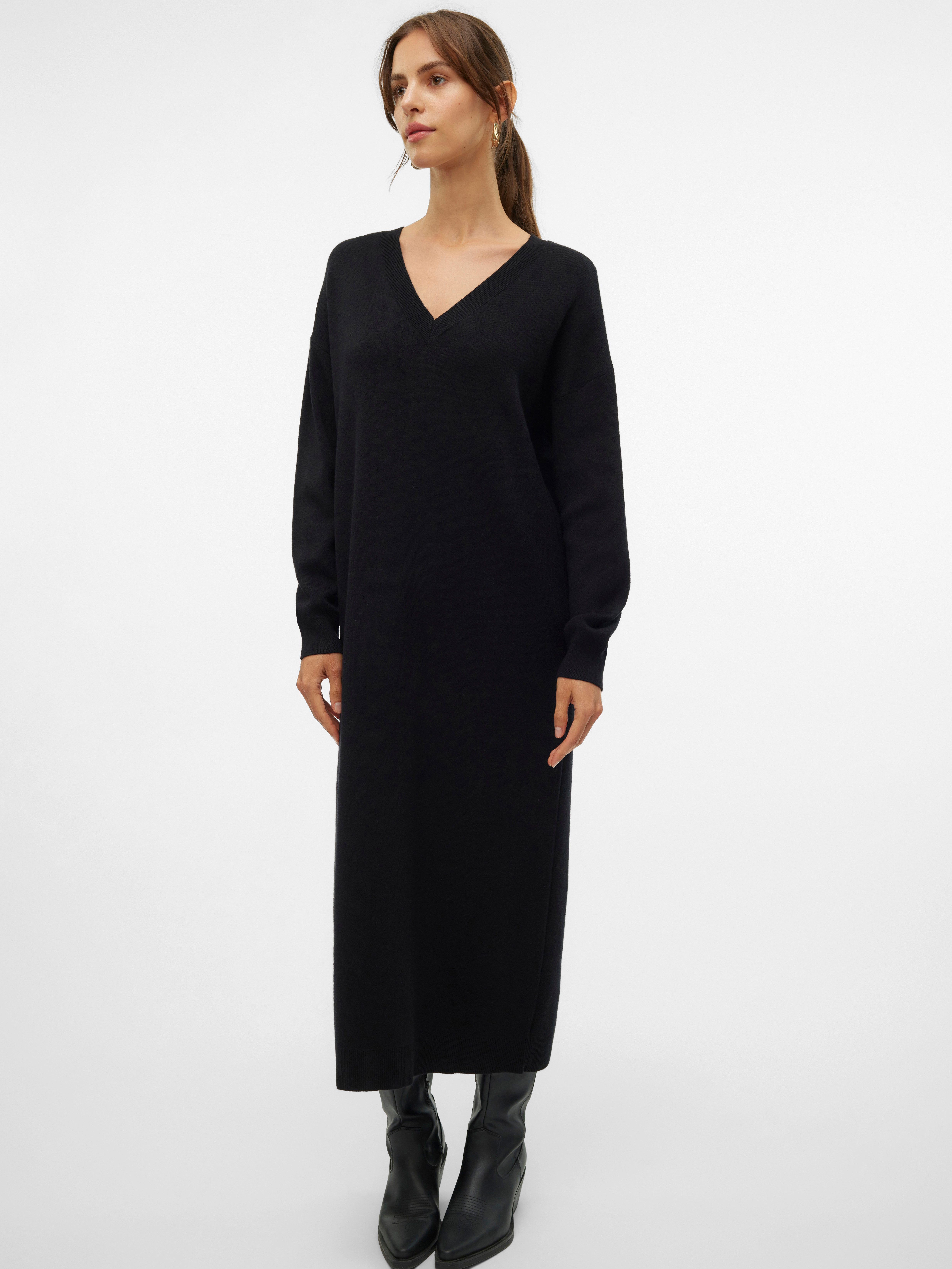 Vero Moda Gebreide jurk VMGOLD LS V-NECK 7/8 DRESS GA