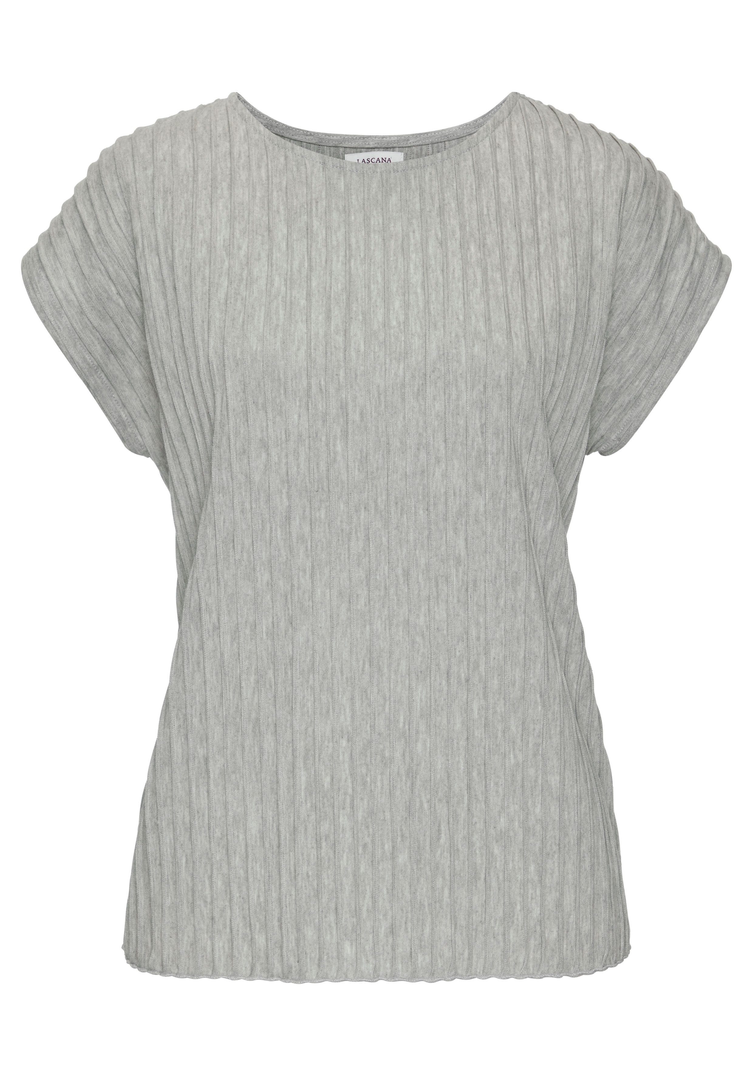 Lascana Shirt met korte mouwen met biesstructuur, kreukvrij t-shirt van moderne structuurstof