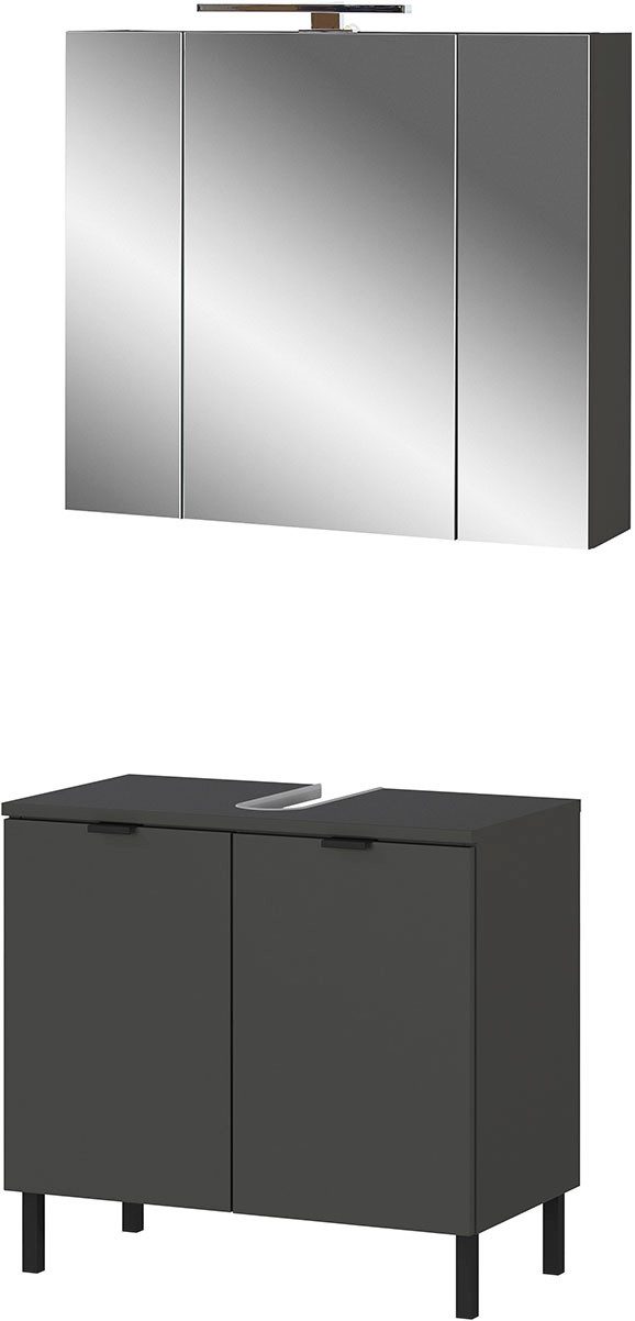GERMANIA Badmeubelset GW-Arcena met geïntegreerde ledverlichting (2 stuks) badmeubelsets grijs