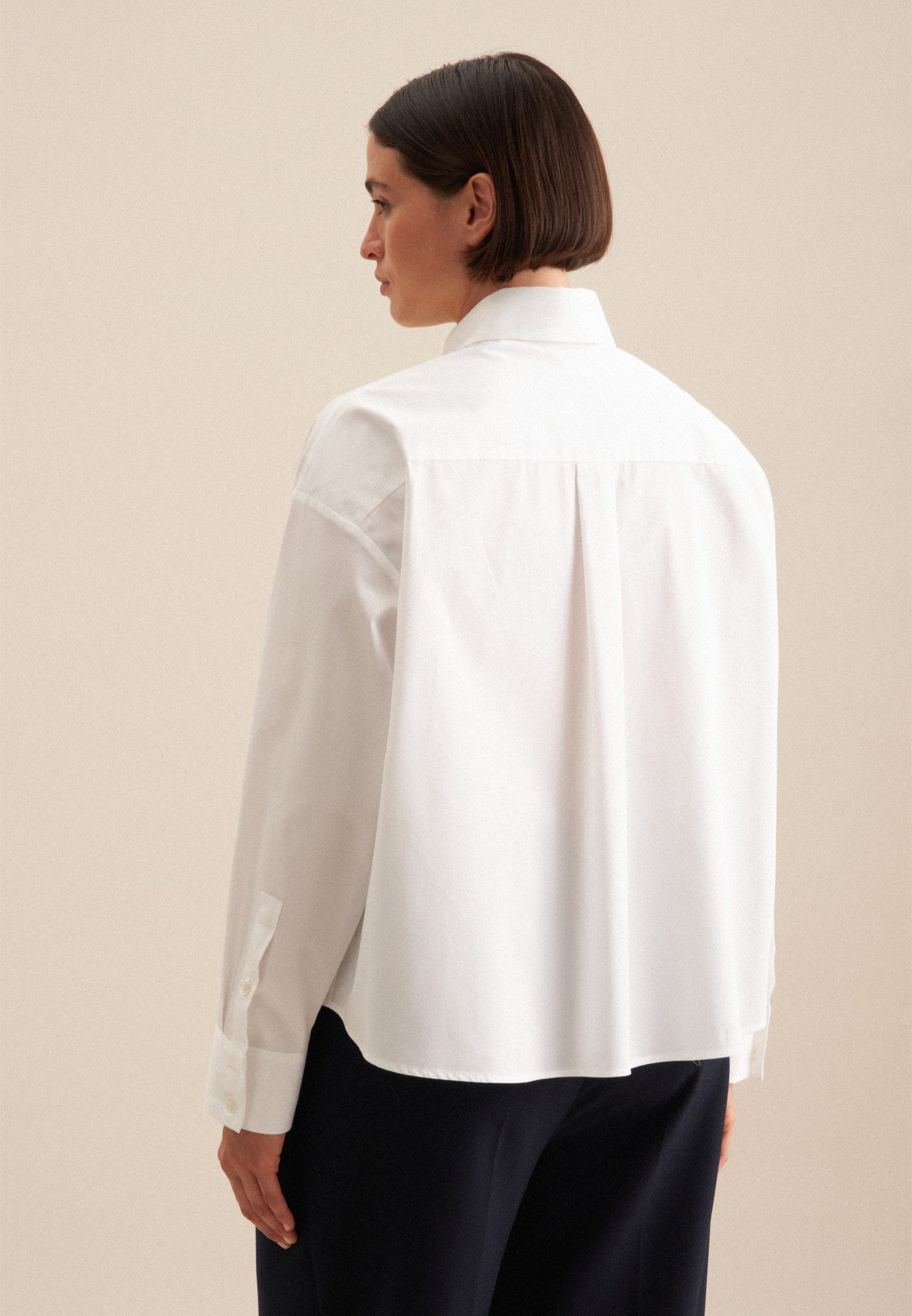 seidensticker Overhemdblouse Zwarte roos Lange mouwen kraag uni