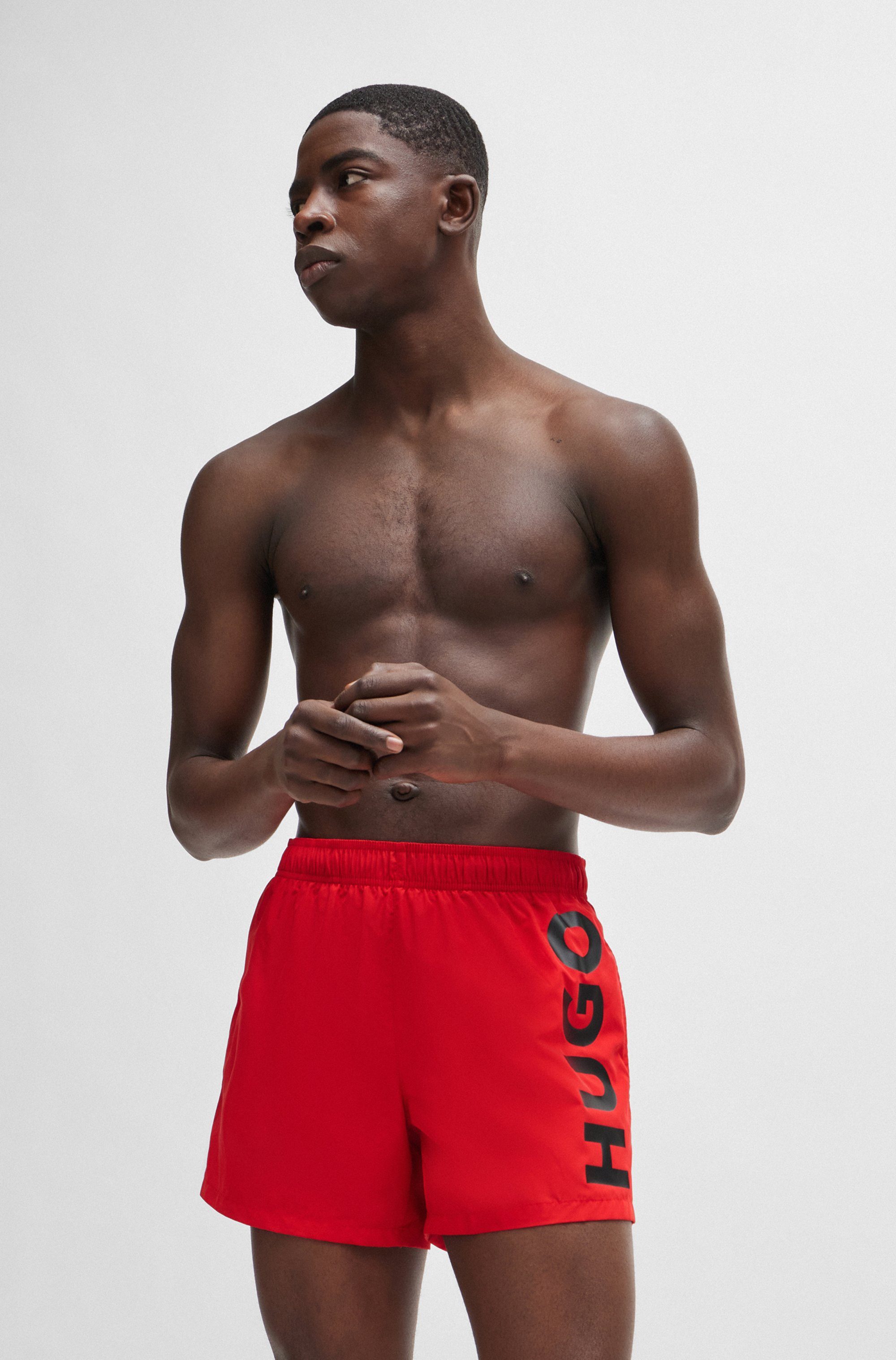 HUGO underwear Zwemshort ABAS zijwaarts met grote hugo logo-print heren zwembroeken maat M roze
