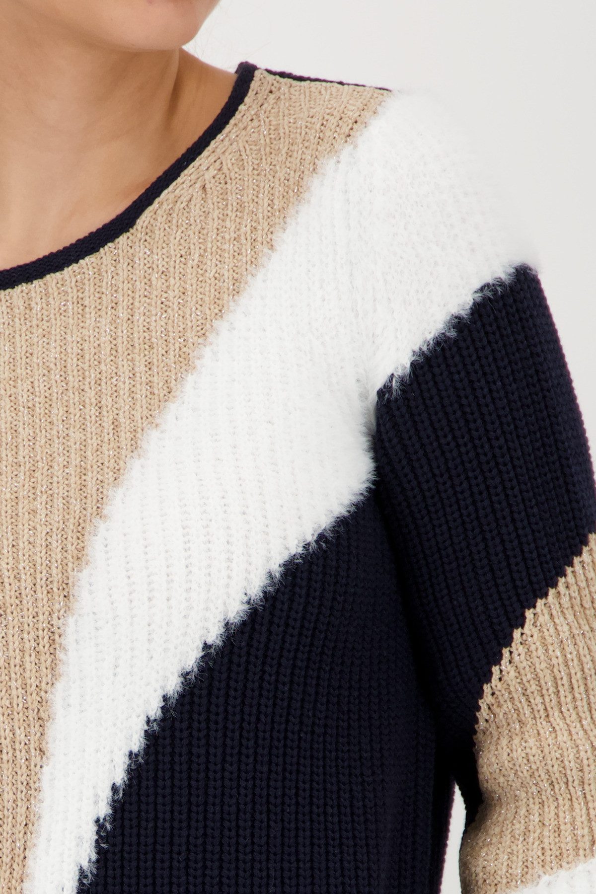 Monari Gebreide trui Pullover Intarsia Met een ronde hals