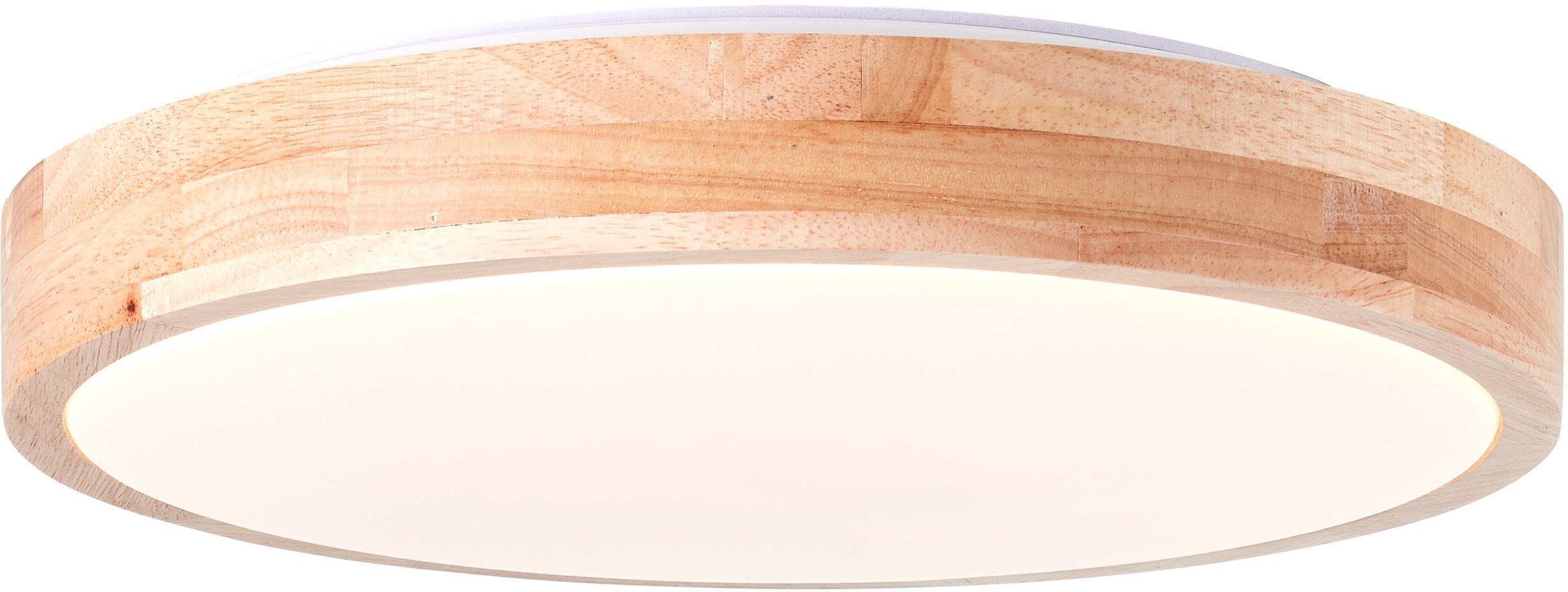 Brilliant Leuchten Led-plafondlamp SLIMLINE Ø 34 cm, CCT, 1300 lm, metaal/hout/kunststof, hout licht/wit (1 stuk)