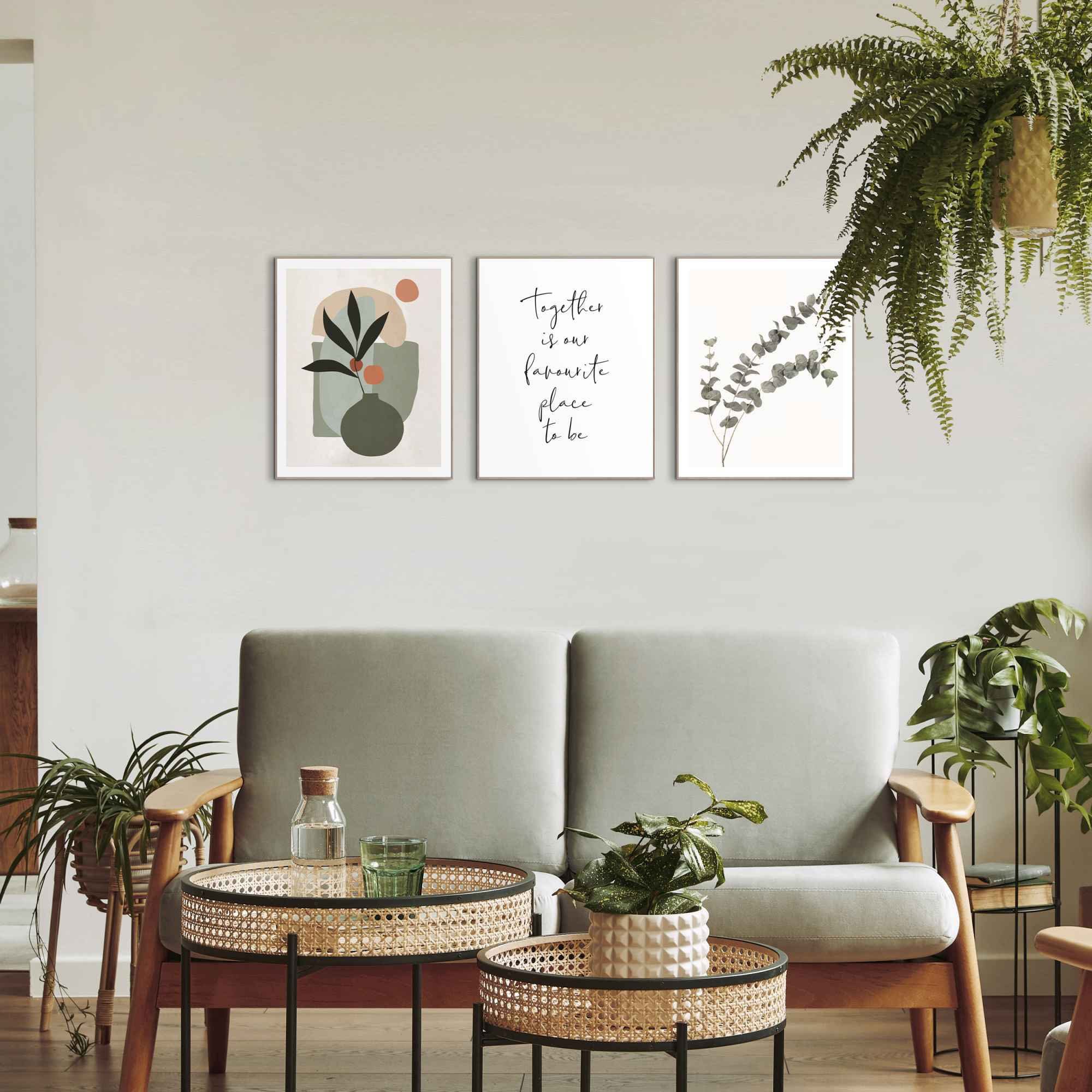 Reinders! Artprint Trendy samen natuur - abstract - bloemen - vormen (3-delig)
