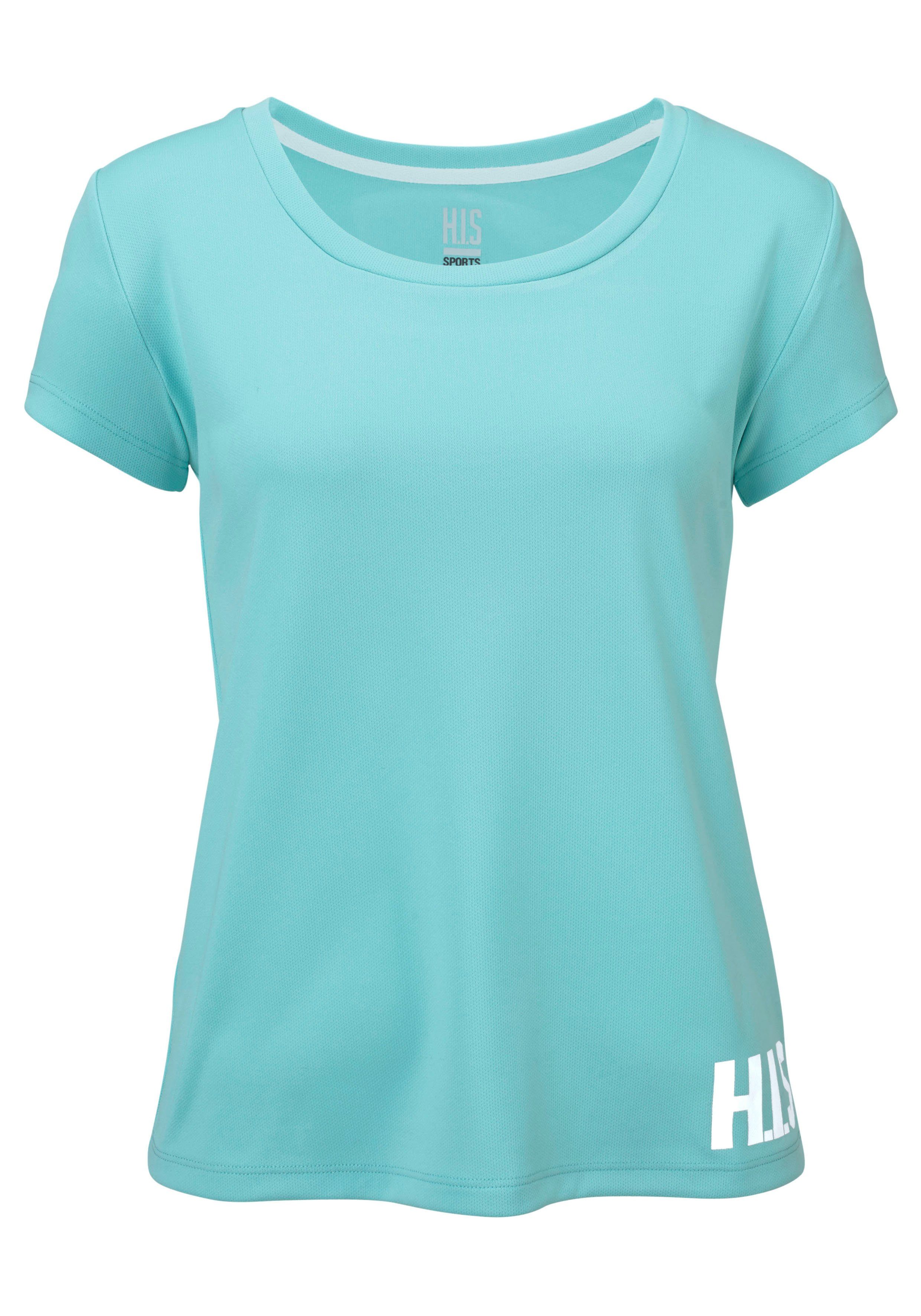 H.I.S Functioneel shirt figuuraccentuerende snit, sportieve look, met trendy logoprint (Set van 2)