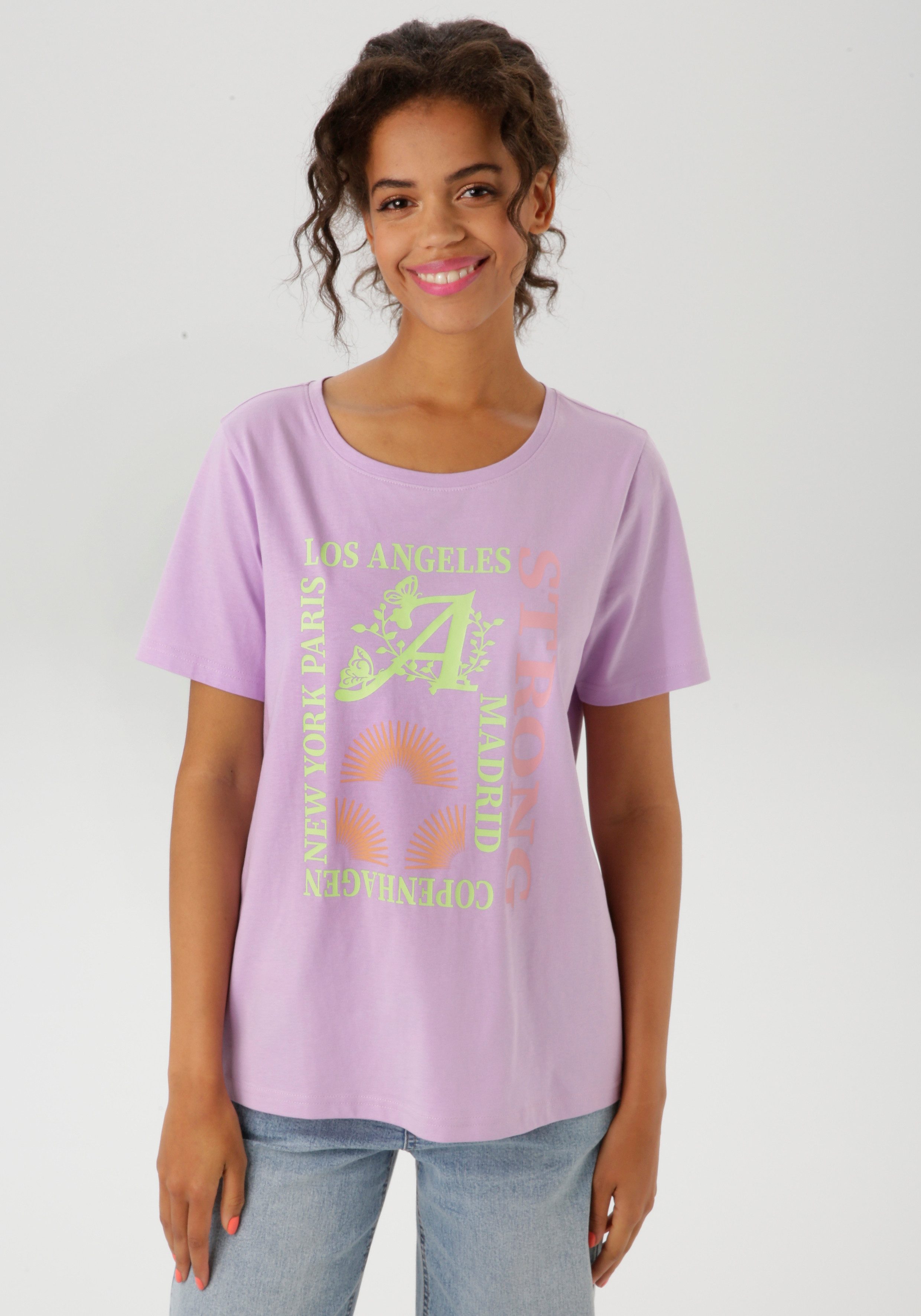 Aniston CASUAL T-shirt met kleurharmonische voorprint van foliedruk - nieuwe collectie