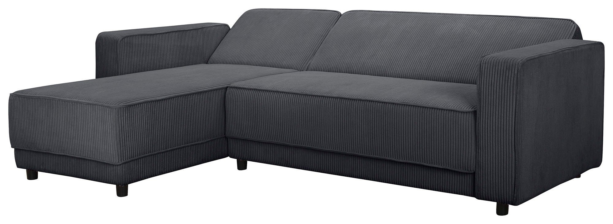 Dorel Home Hoekbank Allie slaapbank 230 cm met relaxfunctie in de rugleuning Slaapbank functie (108/194,5 cm), trendy ribfluweel of onderhoudsvriendelijk velours