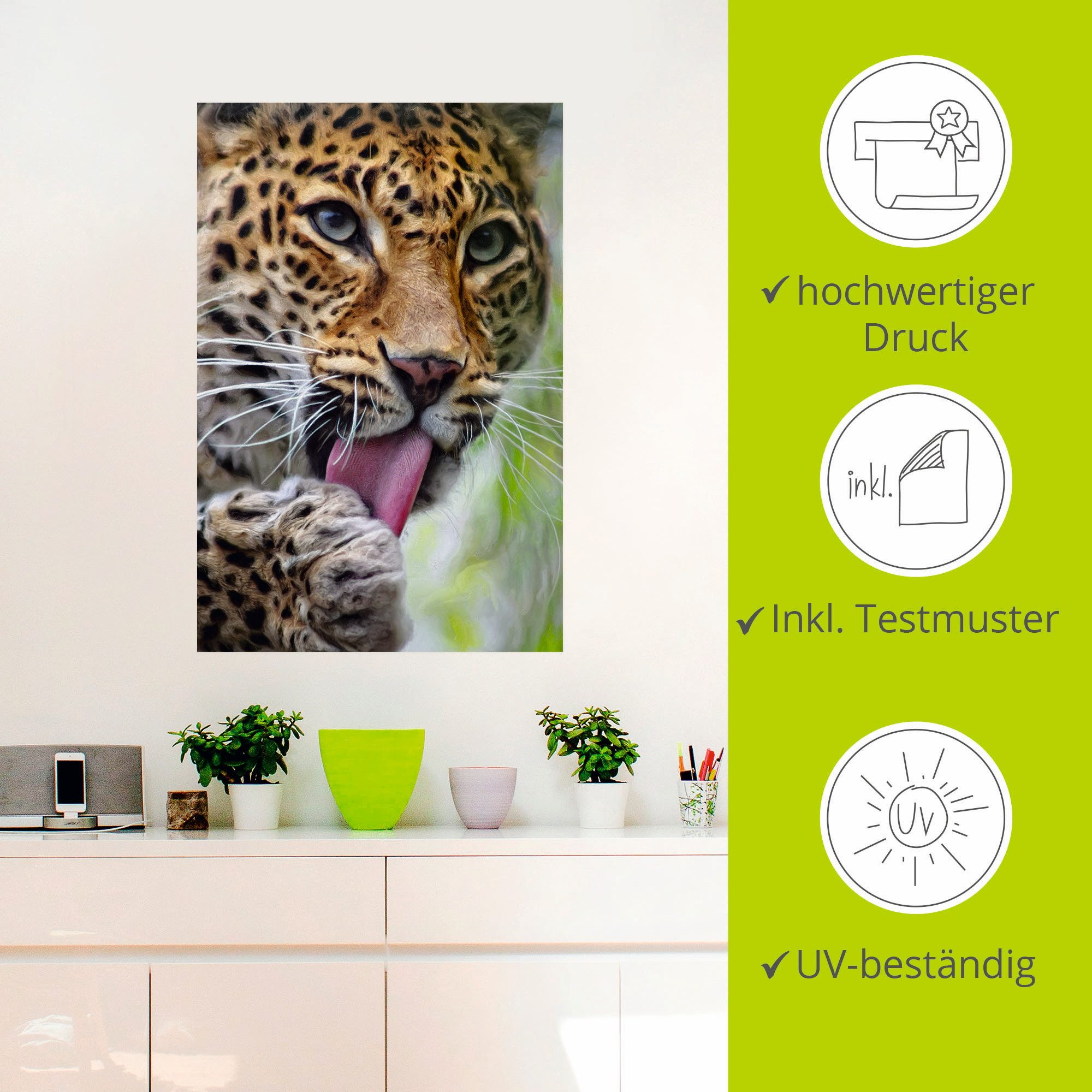 Artland Artprint Leopard als artprint op linnen, poster, muursticker in verschillende maten