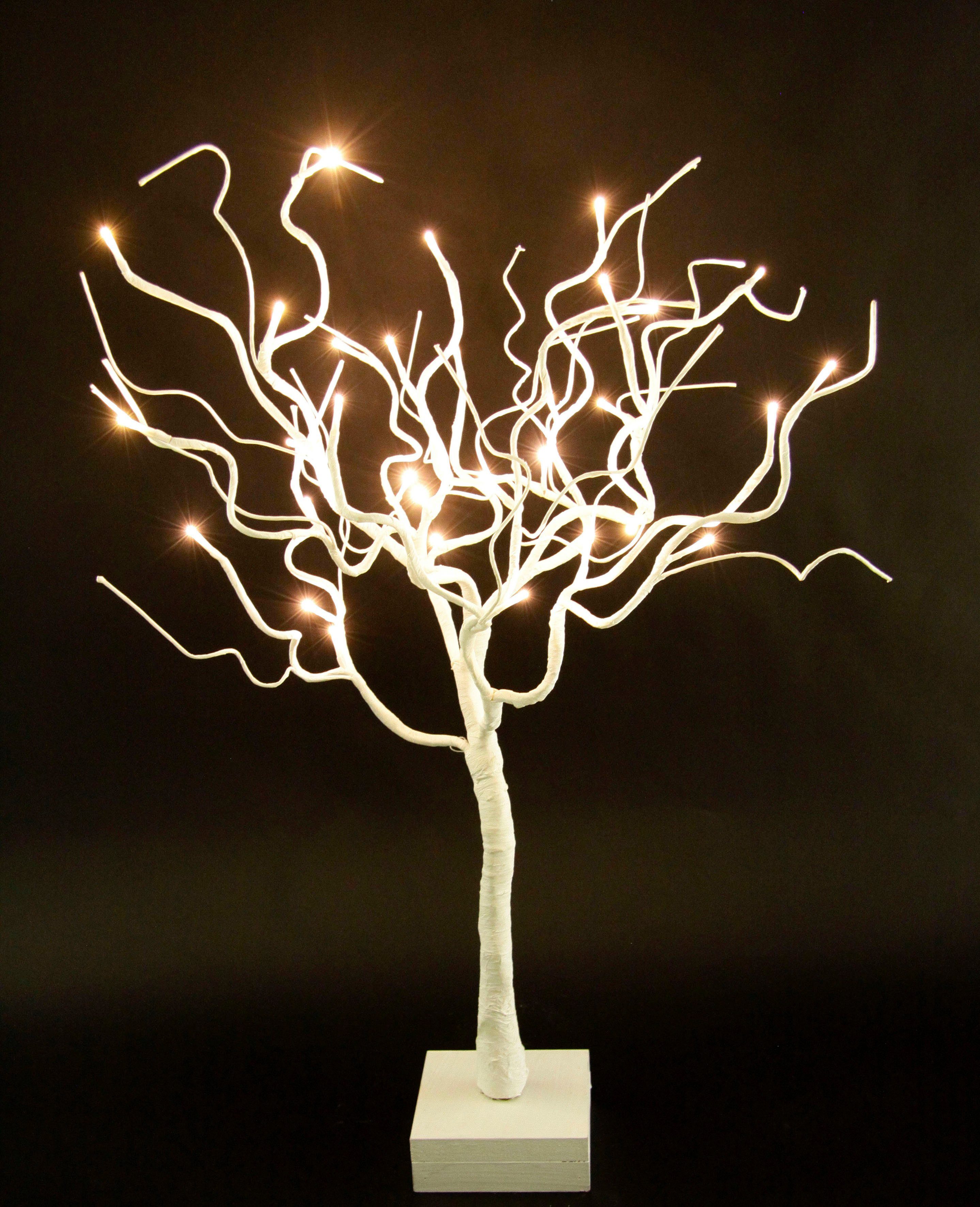 I.GE.A. Deco-boom Kunstmatige kerstboom, kerstdecoratie Kunstboom met sneeuw en verlichting, op houten voet, hoogte 70 cm (1 stuk)