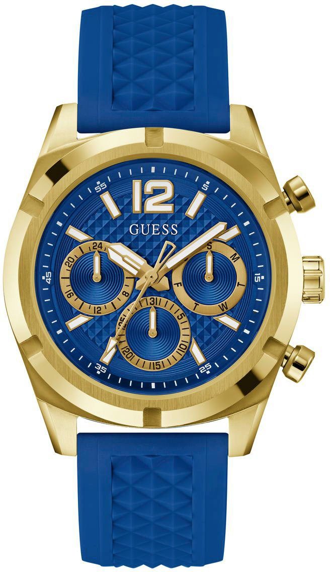 Resistance Multifunction Blauw Goud Horloge Guess , Multicolor , Heren