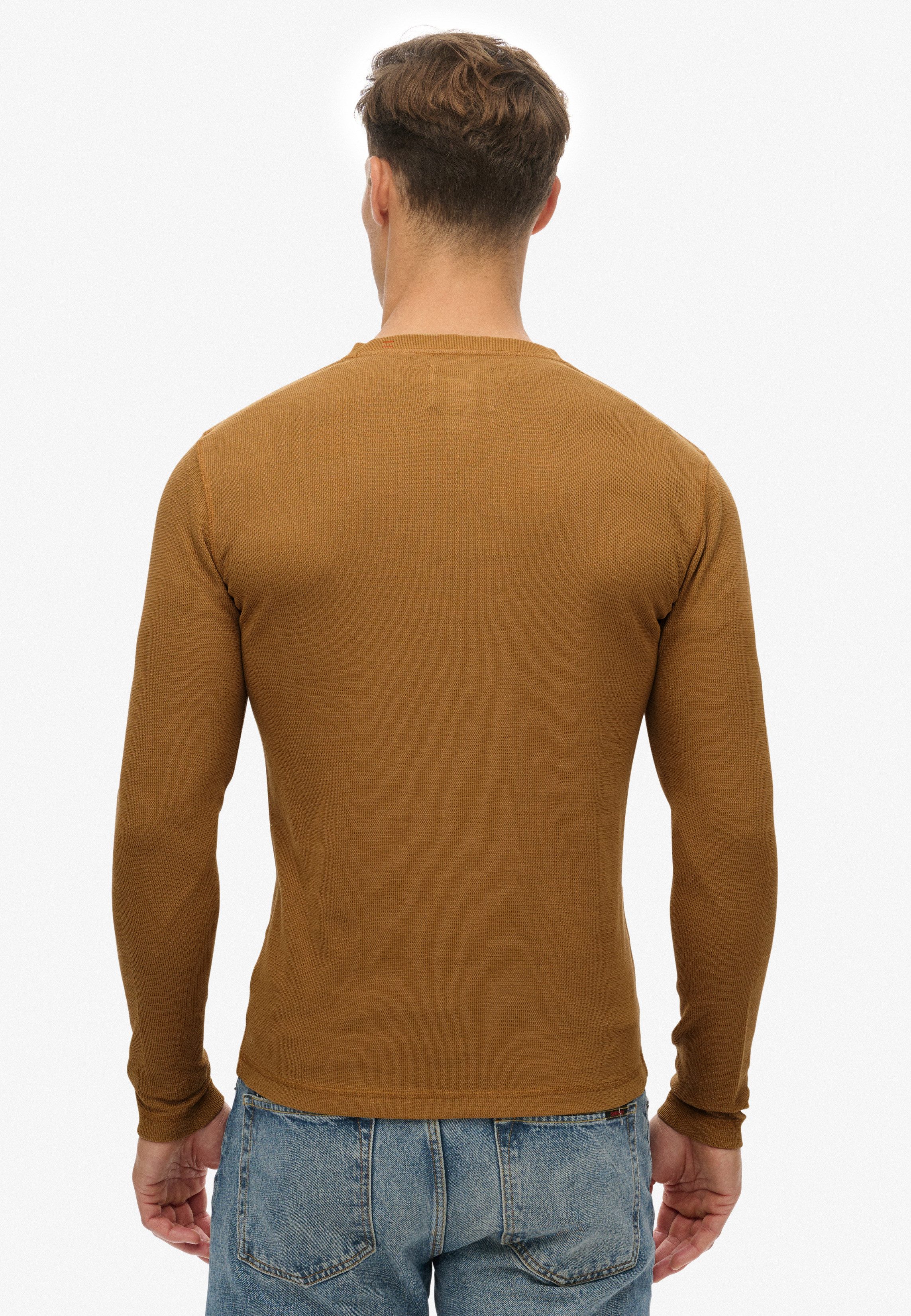 Superdry Shirt met lange mouwen WAFFLE LONG SLEEVE HENLEY TOP