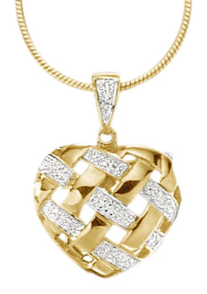 Firetti Hart hanger Sieraad cadeau Goudkleurig 333 tweekleurig dames kettingen goud(kleur)