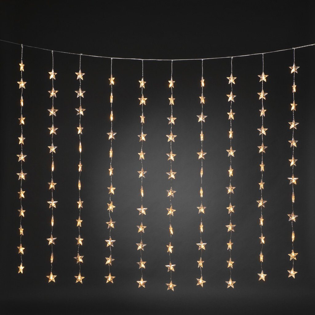KONSTSMIDE Led-lichtgordijn Kerst versiering 120 sterren, 120 amberkleurige diodes
