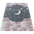 ayyildiz teppiche vloerkleed voor de kinderkamer funny 2101 kinderkleed met maan- en sterrenmotief roze