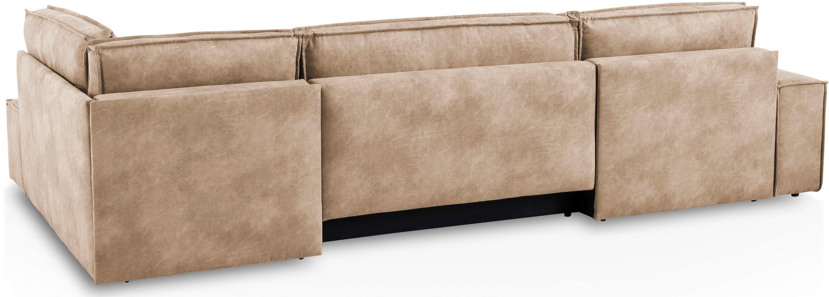 Home affaire Zithoek SHERWOOD 329 cm, U-vorm, slaapbank, Slaapfunctie met bedkist (194x139 cm), cord, vintage, fluweel