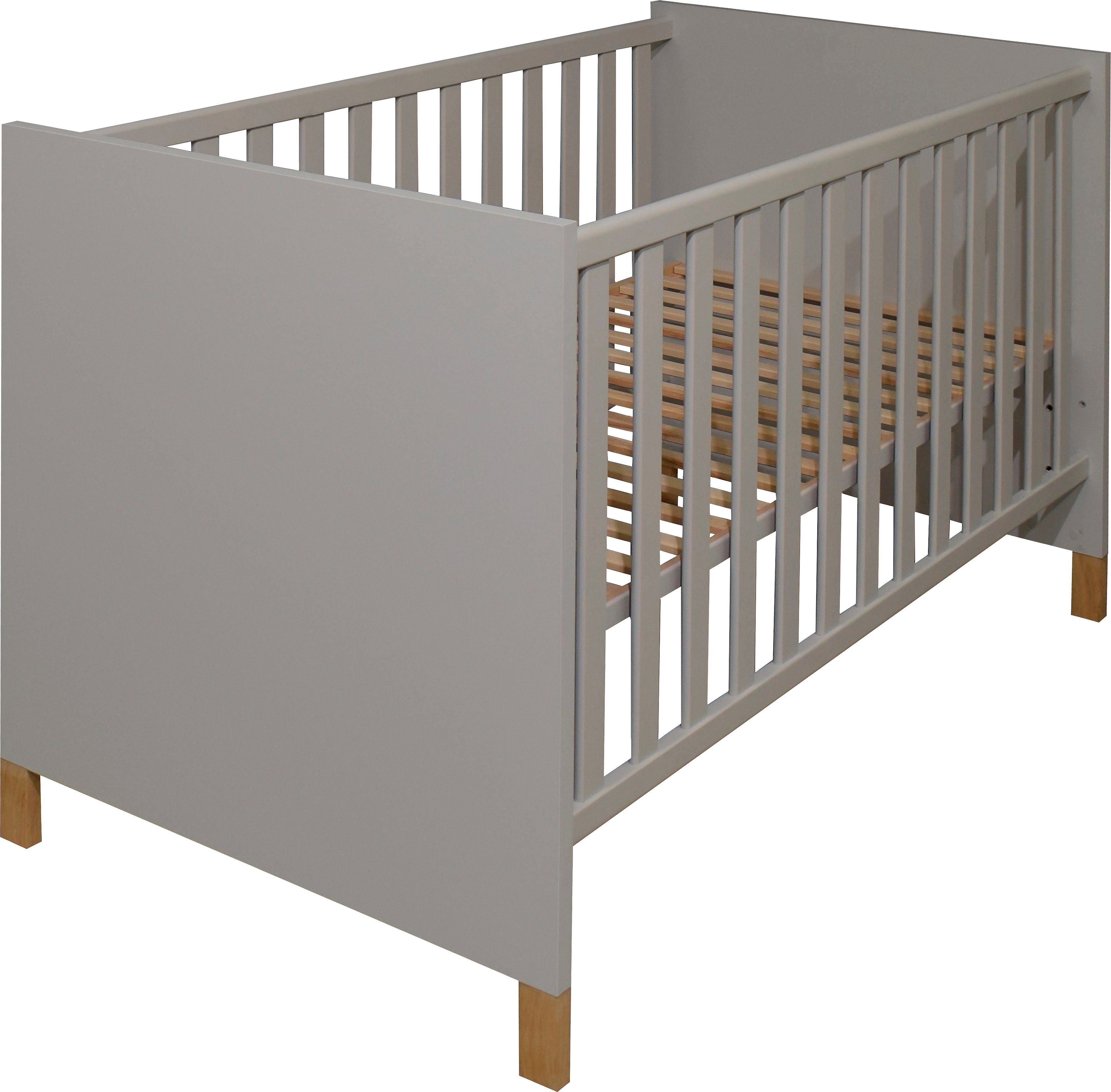 Mäusbacher Ledikantje Houten poten en handgrepen babybedden grijs