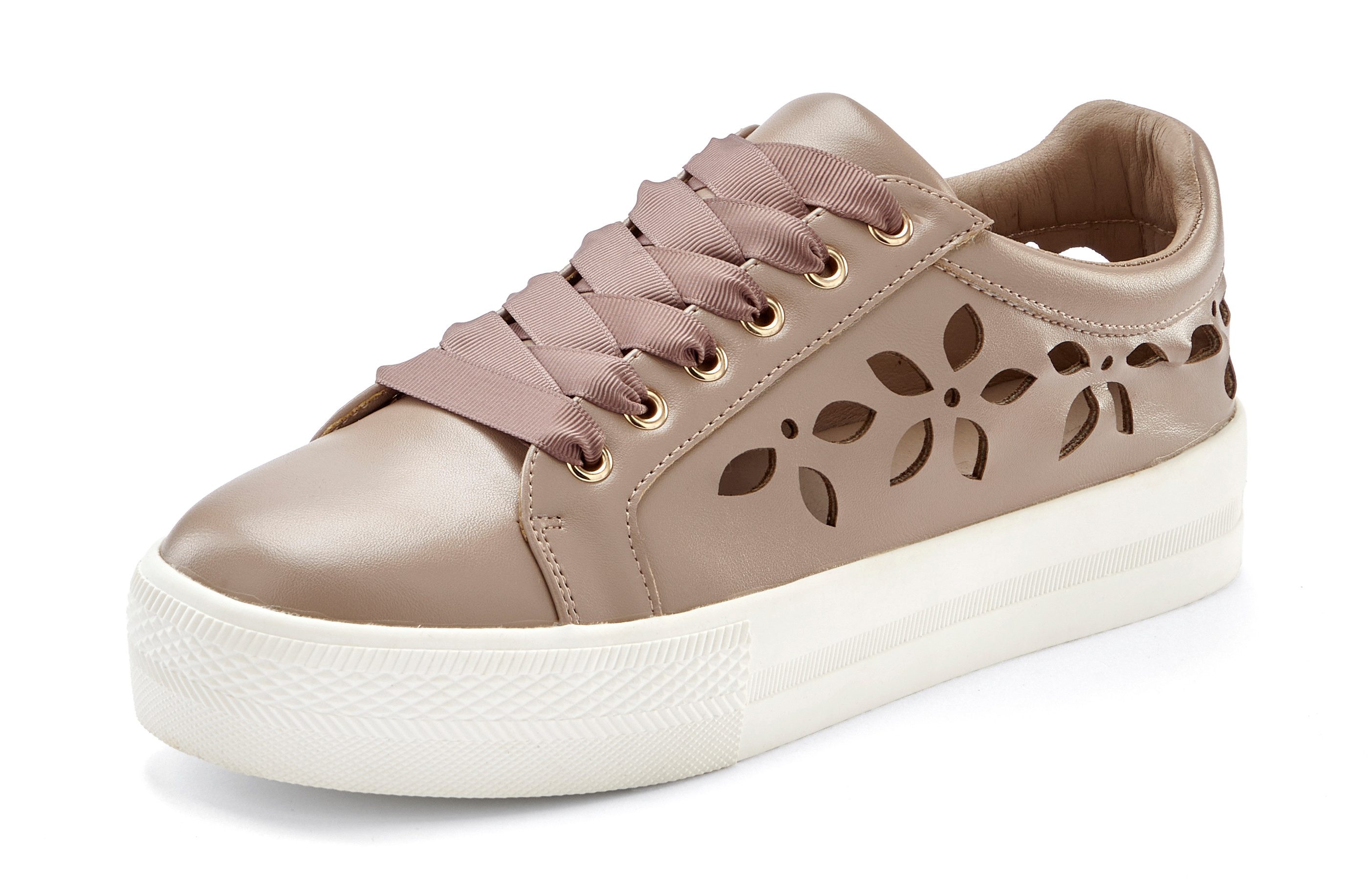 Lascana Sneakers met kleine cut-outs, veterschoenen, vrijetijdsschoenen vegan