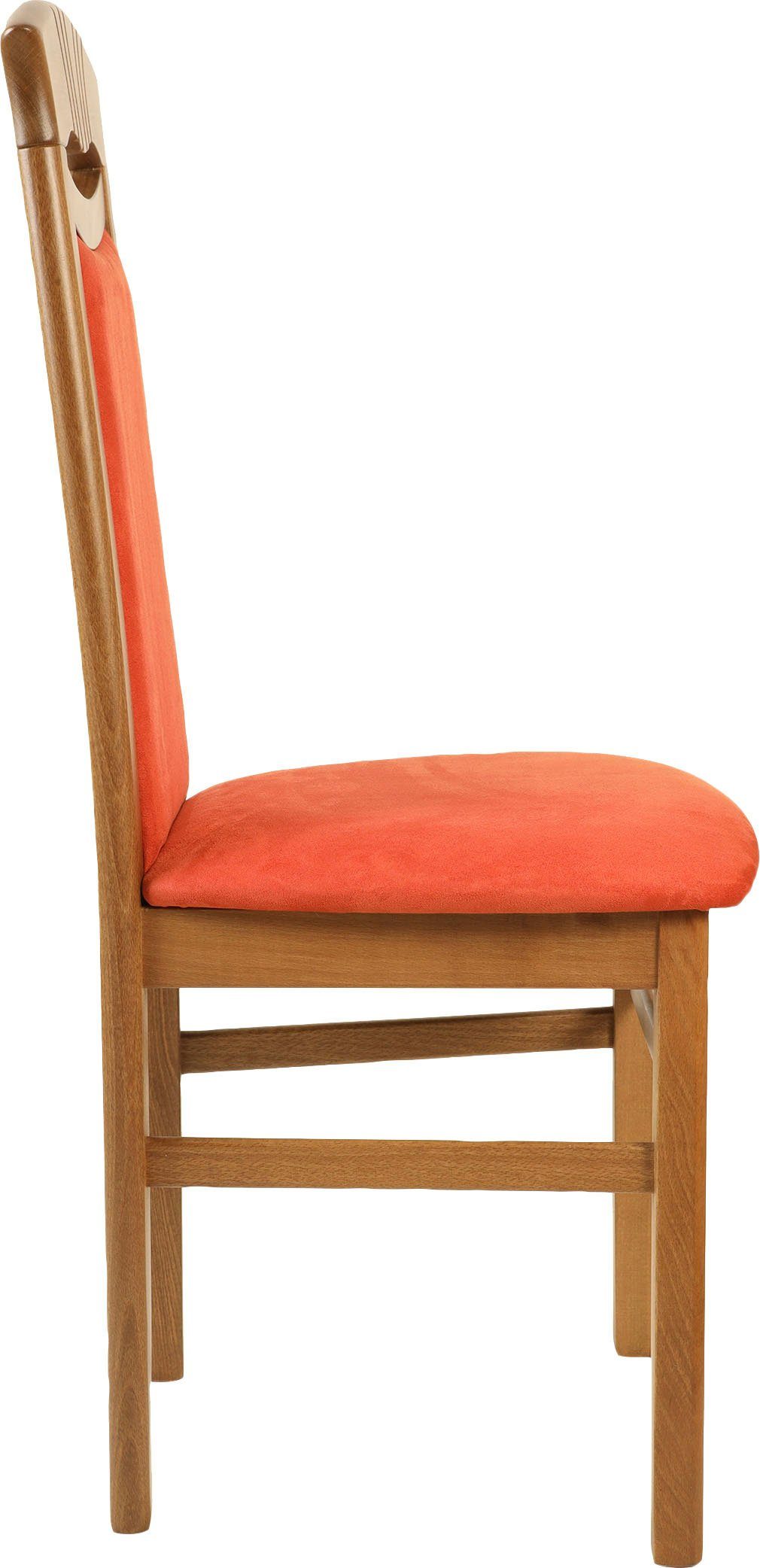 Home affaire Eetkamerstoel Franz slijtvast microvezel, onderstel beuken naturel of wit, houten stoel (set, 2 stuks)