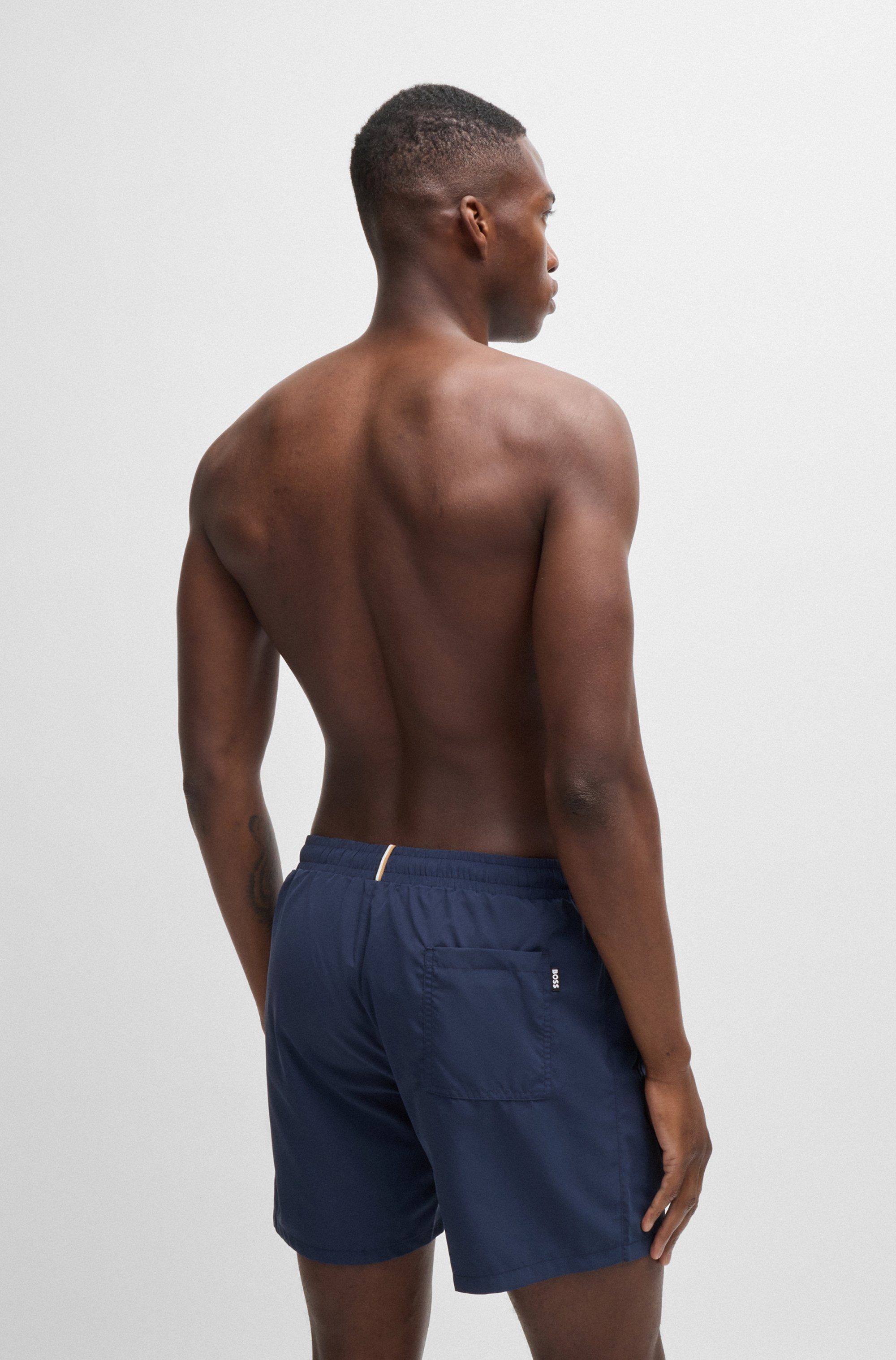 BOSS Zwemshort Dolphin met contraststrepen opzij