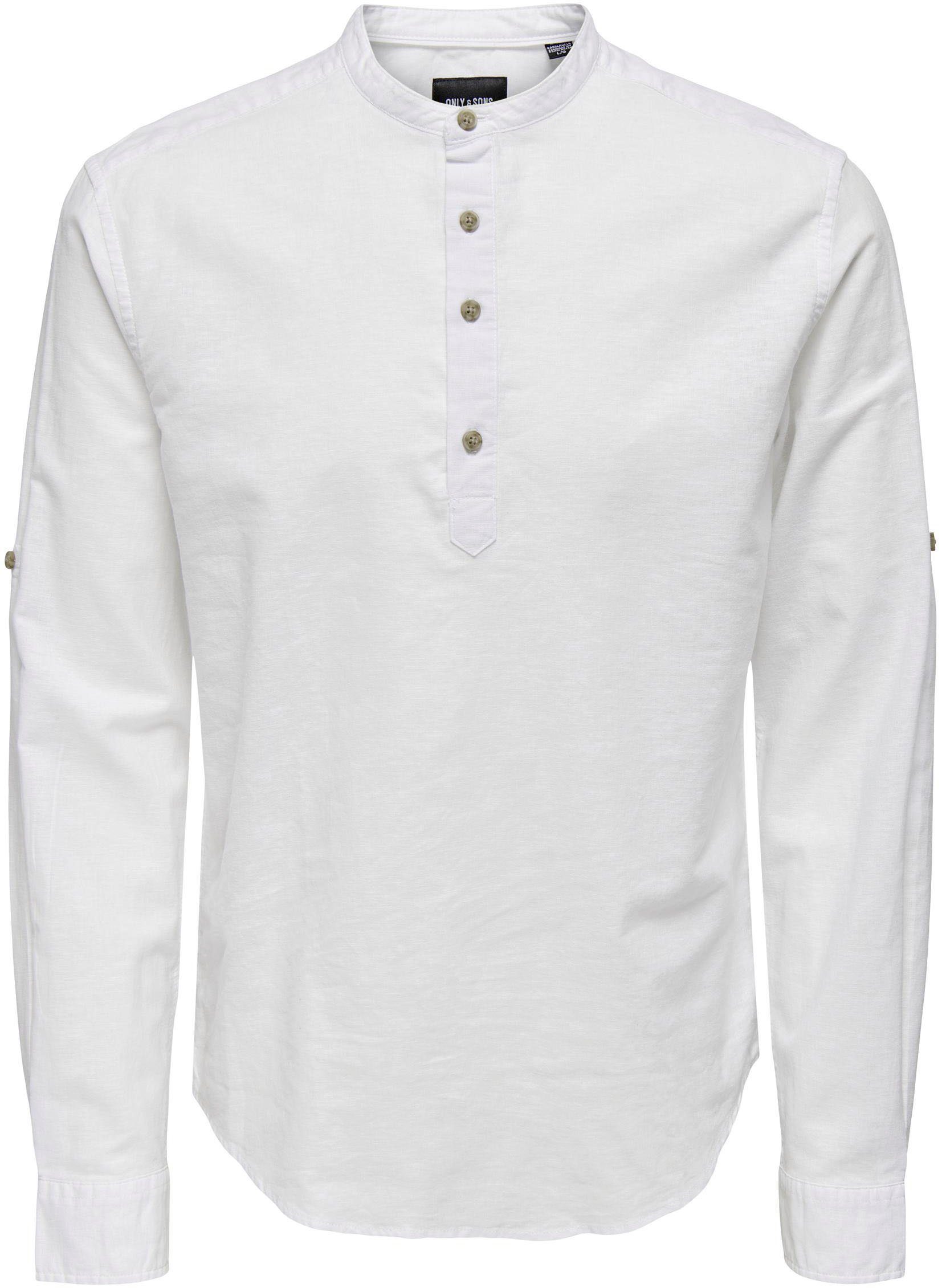 ONLY & SONS Overhemd met lange mouwen ONSCAIDEN LS HALFPLACKT LINEN SHIRT
