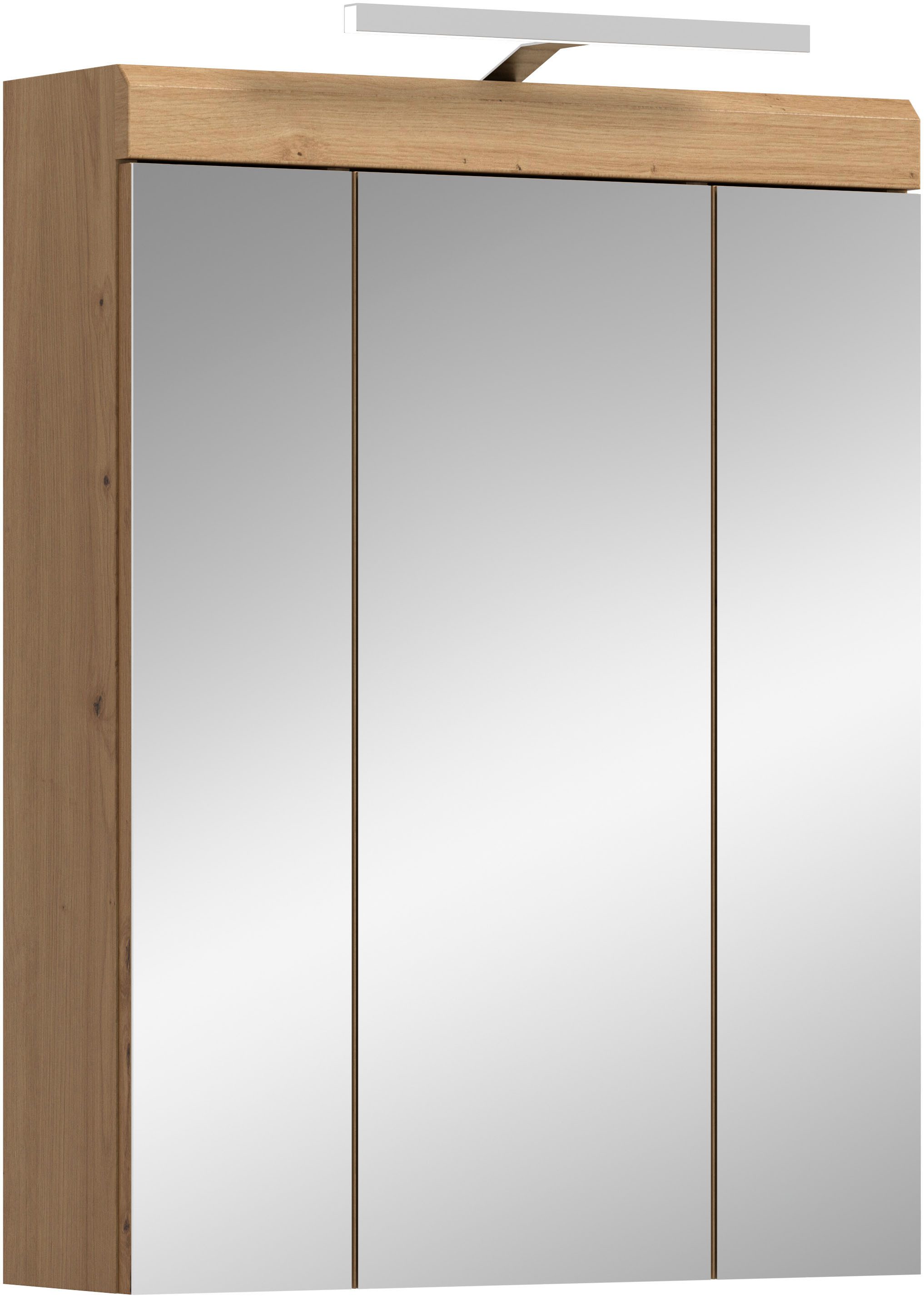 INOSIGN Spiegelkast Siena, breedte 60 cm, incl. verlichting, 3 spiegelt deuren, 9 vakken in verschillende kleuren verkrijgbaar, badkamermeubels, spiegel, badkamerkast, badkamer (set)