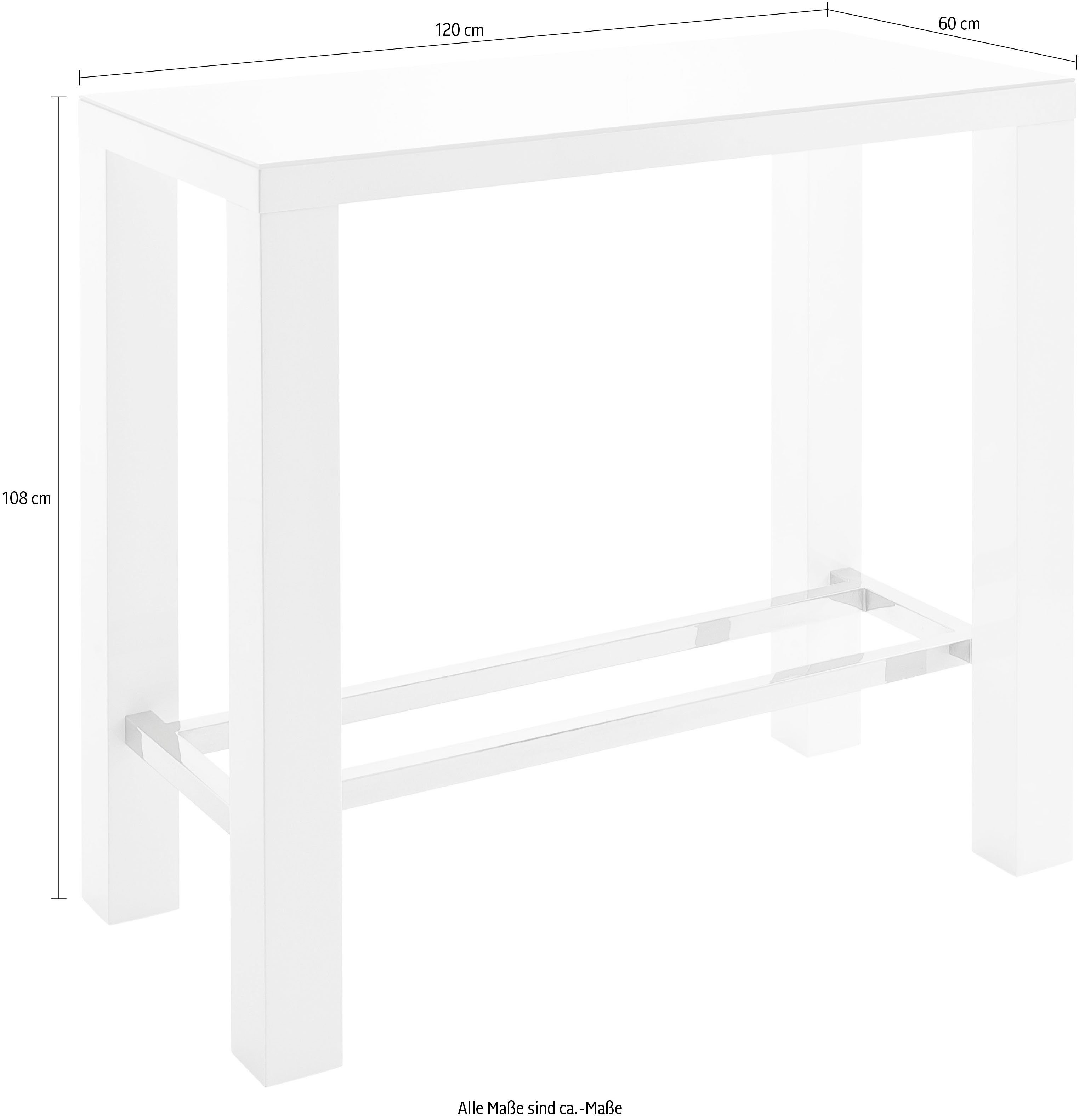 MCA furniture Bartafel Jam Bartafel hoogglans-wit, keukentafel, statafel met veiligheidsglas