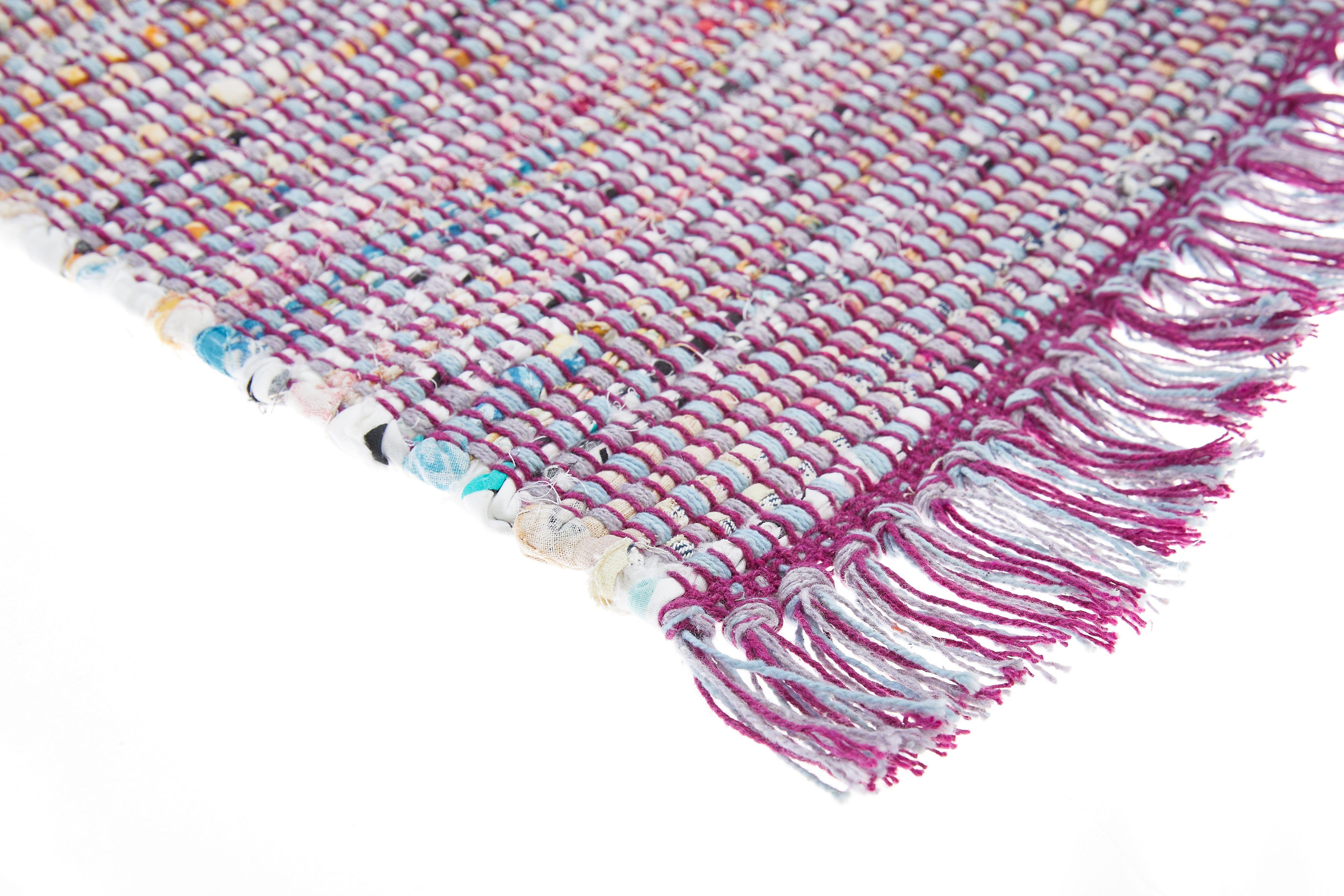 Andiamo Vloerkleed Frida Handgeweven vloerkleed, Fleckerl, puur katoen, met de hand geweven, met franje