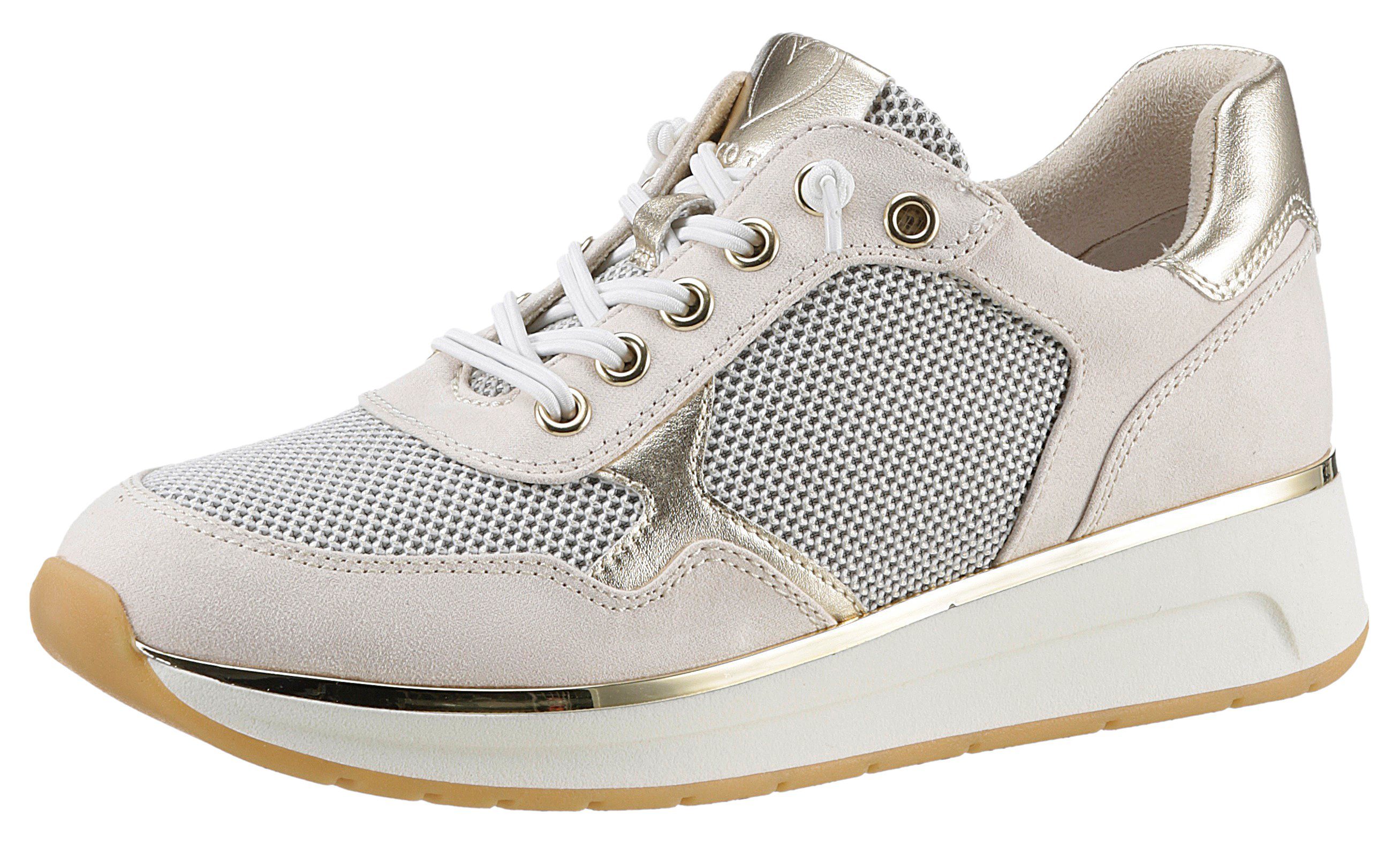 Marco Tozzi Slip-on sneakers Wedge sneaker, veterschoen, slipper met glanzende details