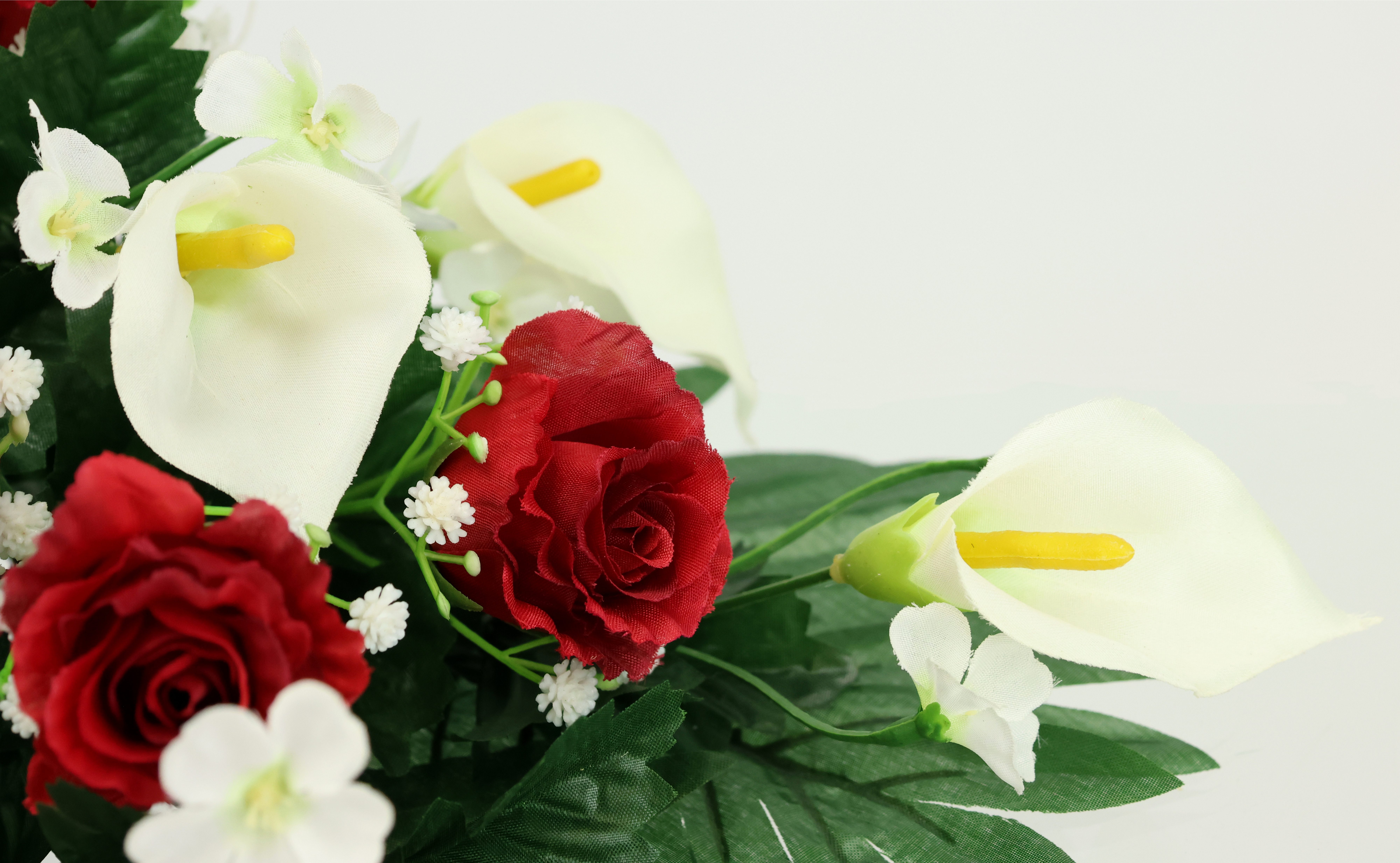 I.GE.A. Kunstbloem Decoratie met kunstrozen en calla Grafdecoratie, begraafplaats arrangement, bloem, zijden bloem, bloemen (1 stuk)