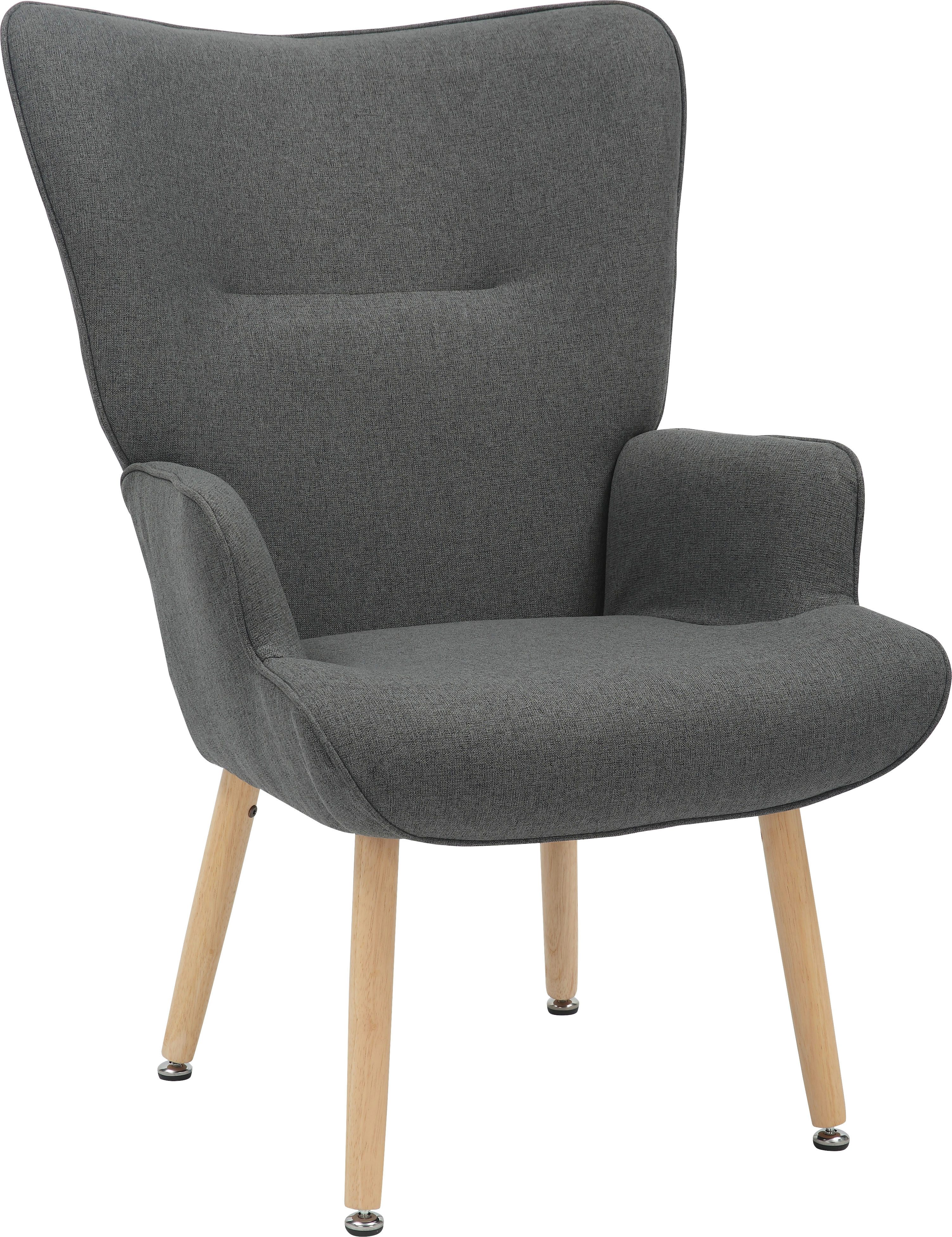 INOSIGN Relaxfauteuil KEADY, hoge rugstoel, TV-stoel Relaxstoel, oorkussenstoel met stabiele massief houten frame