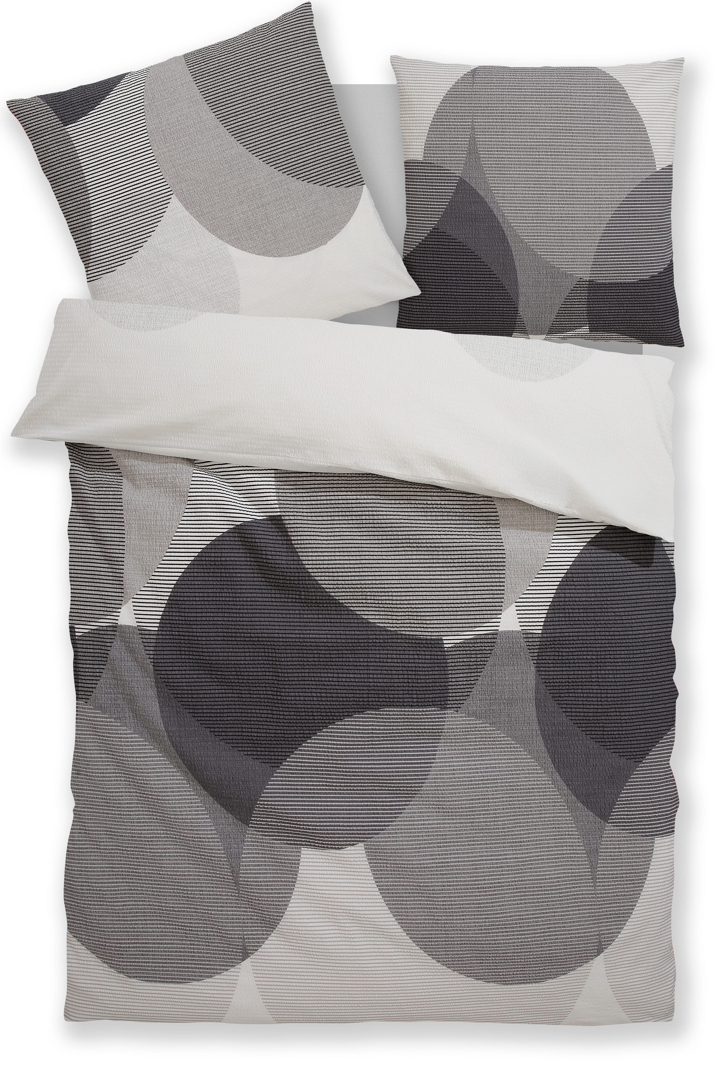 BIERBAUM Overtrekset Carla in mt. 135x200 of 155x220 cm Dekbedovertrek van katoen, geometrische dekbedovertrek met ritssluiting (2-delig)