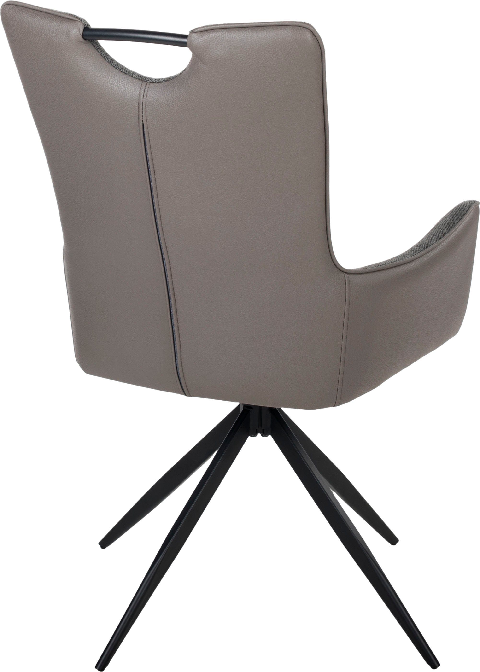 Duo Collection Eetkamerstoel Valeria eetkamerstoel, set van 2 draaibaar, microvezel in leer-look en weefstof met armleuningen en handgreep (set, 2 stuks)