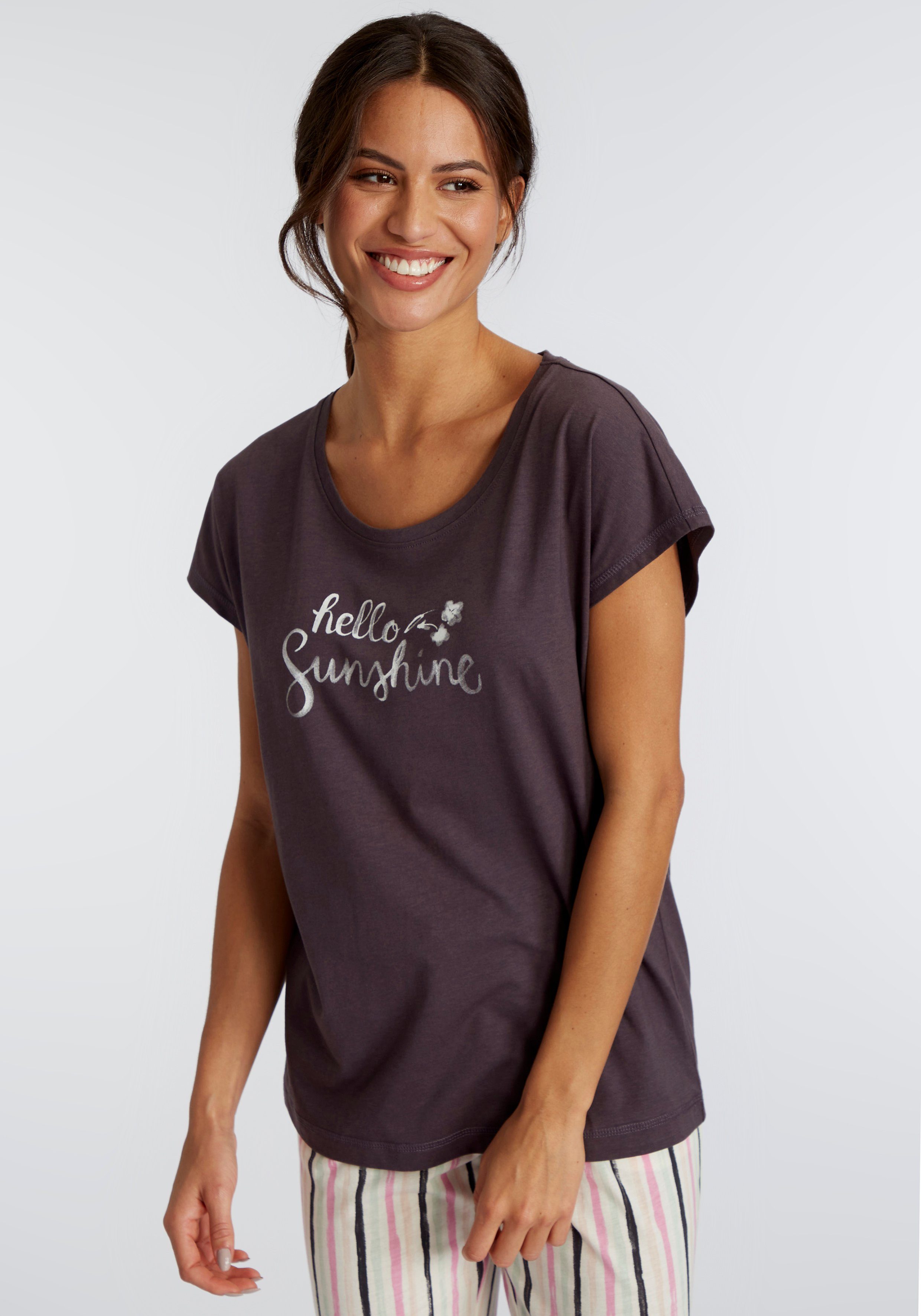 Vivance Dreams Pyjama top met frontprint dames pyjama's maat 32/34 zwart