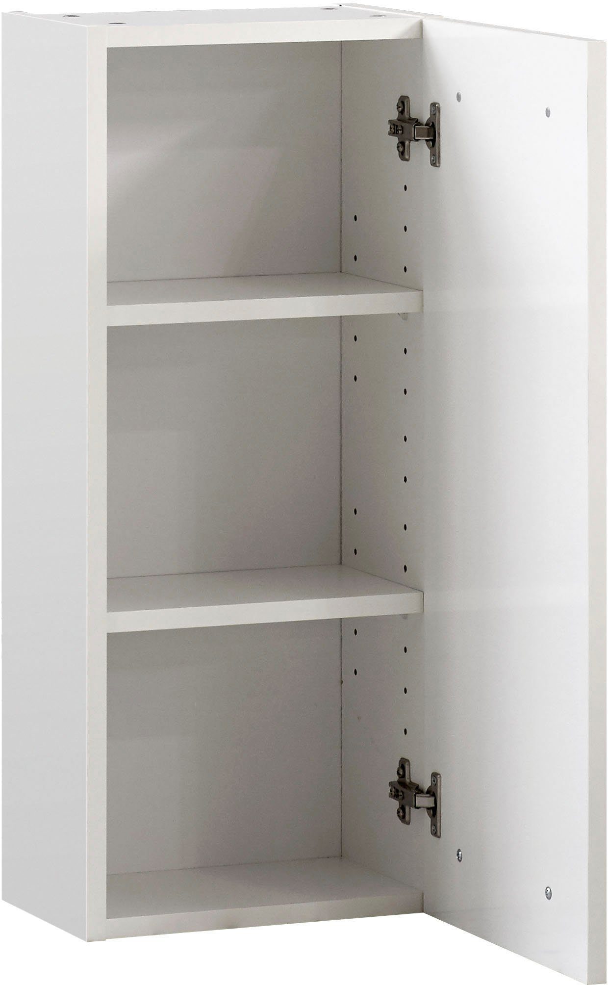 Saphir Hangend kastje Quickset 335 wand-badkamerkast 30 cm breed met 1 deur en 2 planken Badkamer-hangend kastje inclusief deurdemper, grepen in glanzend chroom