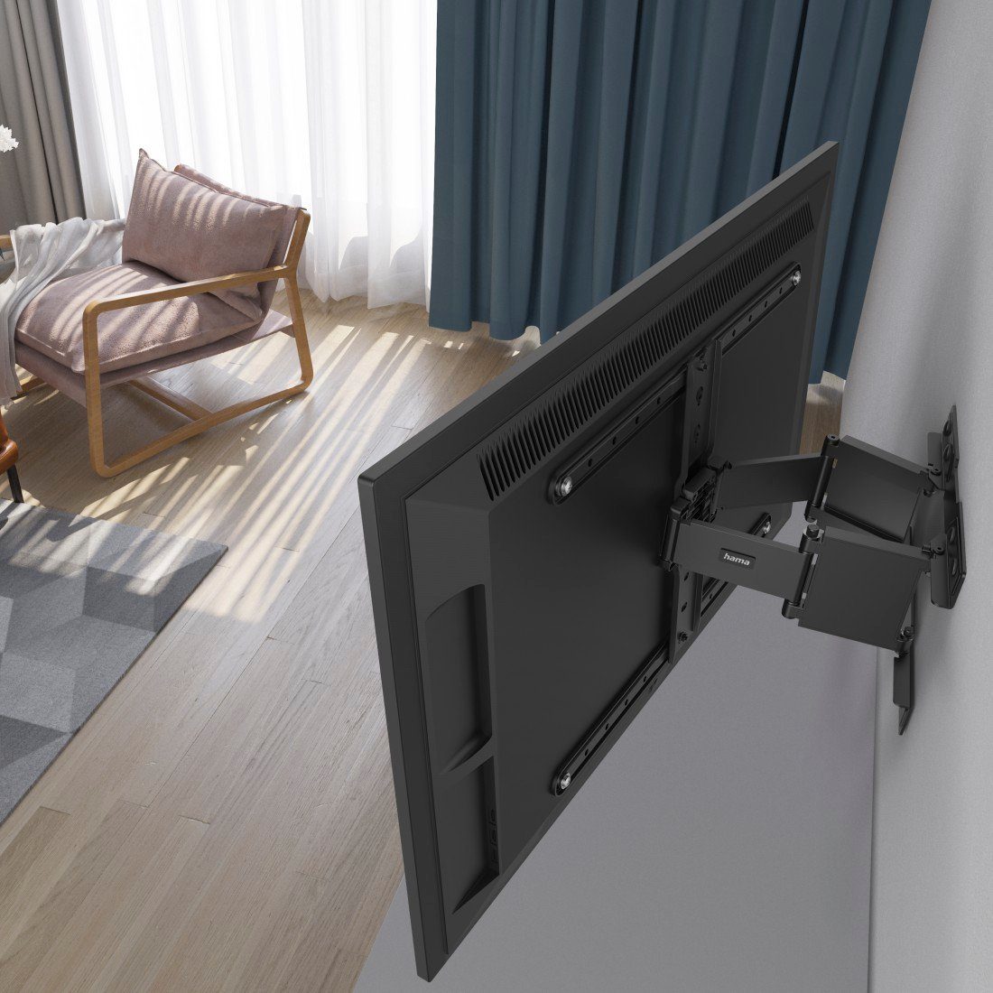 Hama Tv-wandhouder Ultraslank, kantelbaar, volledig beweeglijk, 37“-90", 43, 50, 55, 65, 75