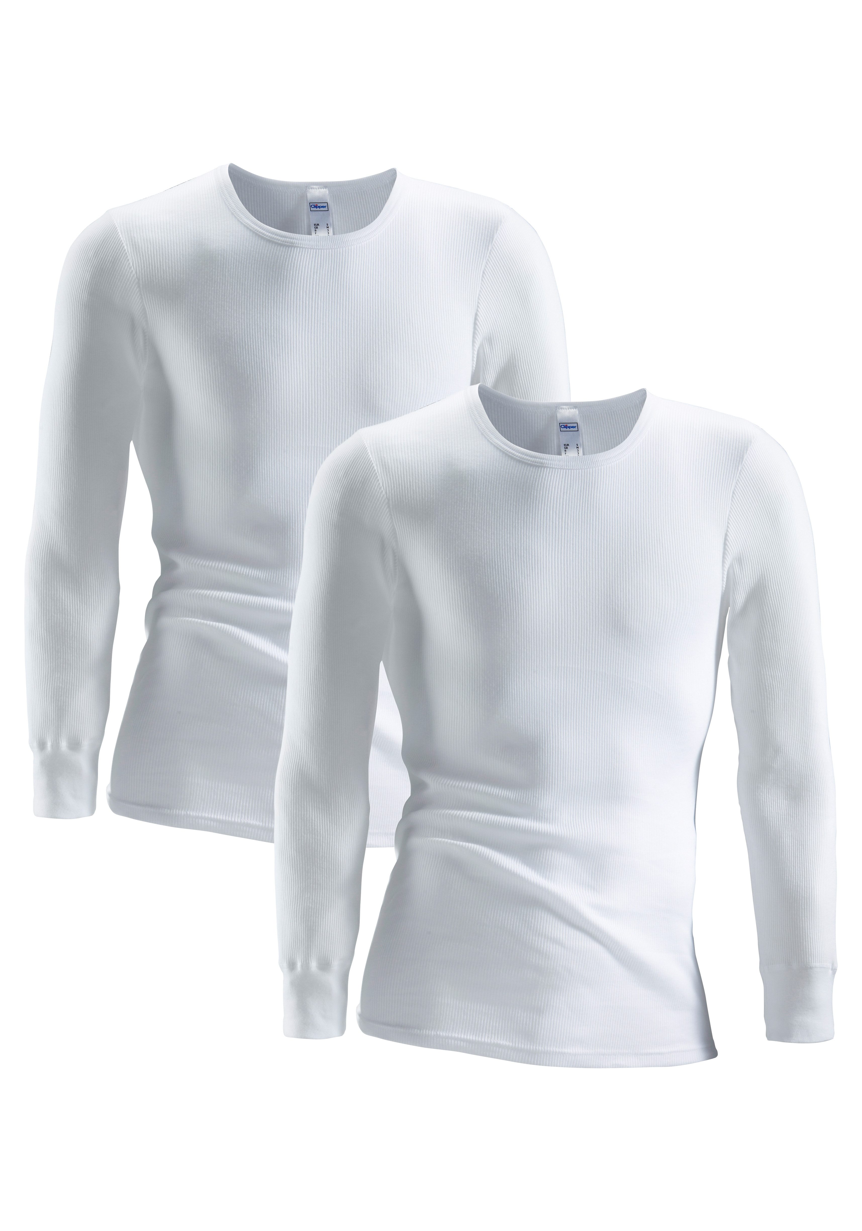 Clipper Hemd eenvoudige basic, onderhemd - in dubbel rib, langarmshirt (2 stuks)
