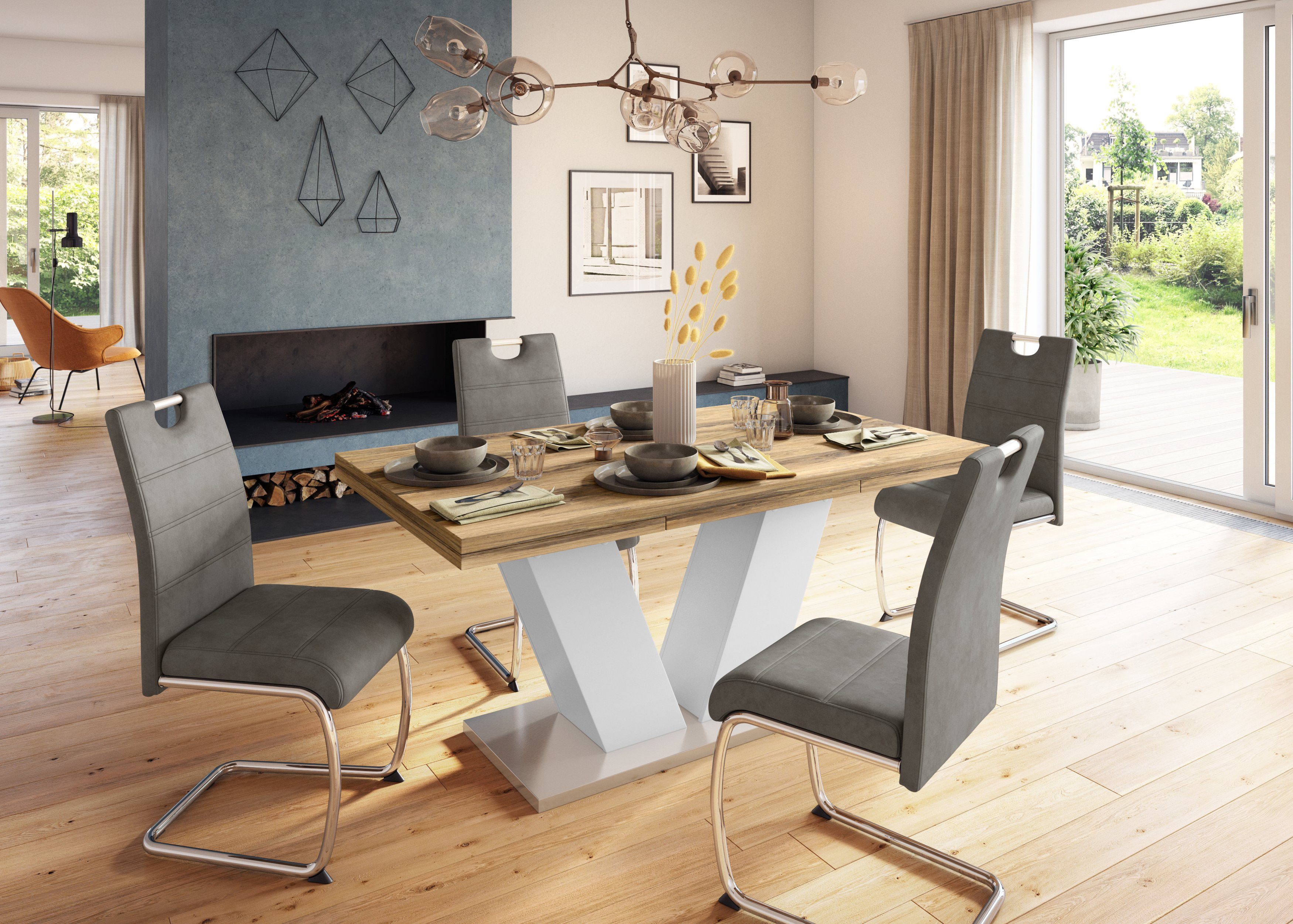 HELA Vrijdragende stoel Flora, eetkamerstoelen Vrijdragende stoel set: 1, 2 of 4 stuks, hoog zitcomfort