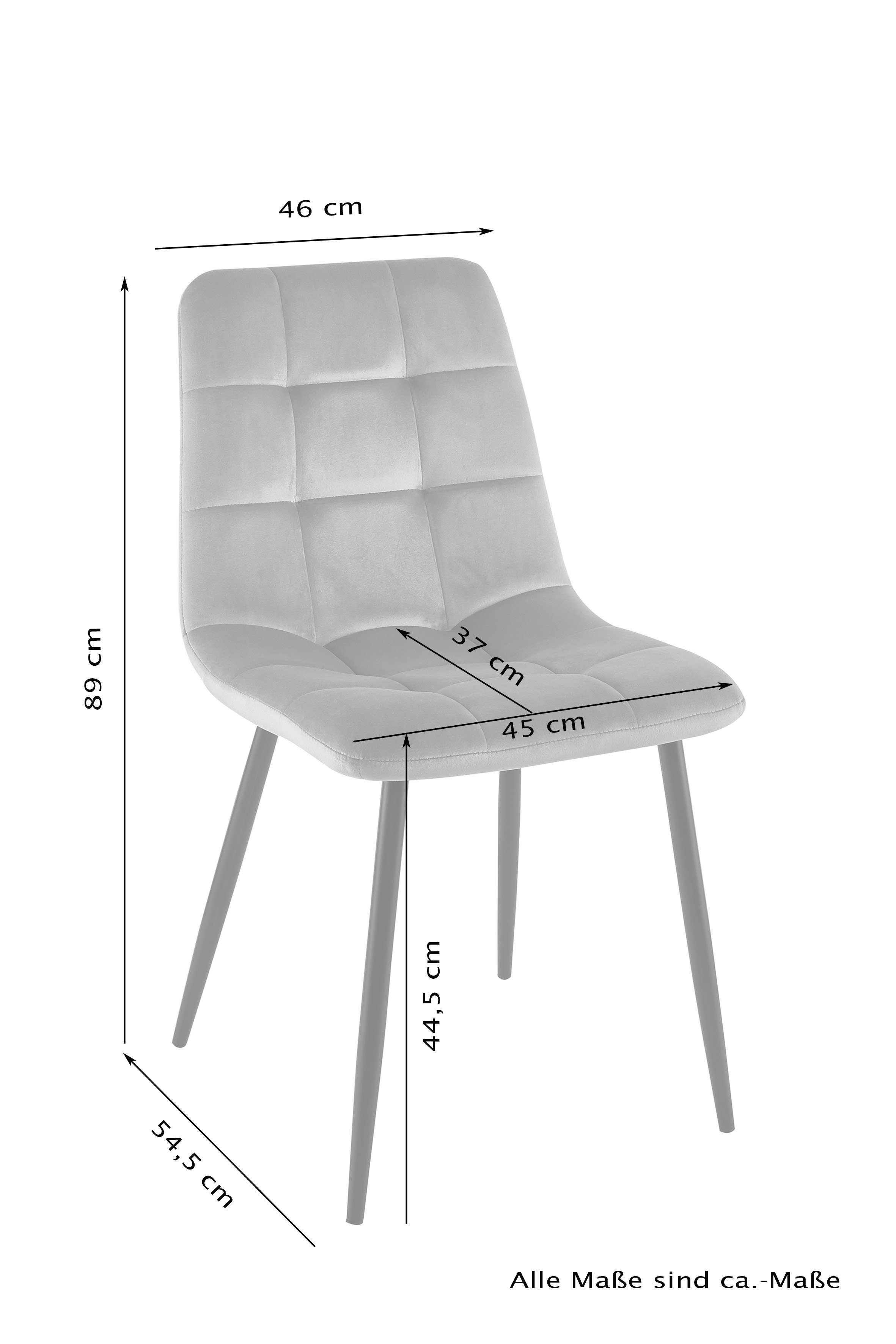 Homexperts Eetkamerstoel Kelly Bekleding in fluwelen stof, keukenstoel (set, 2 stuks)