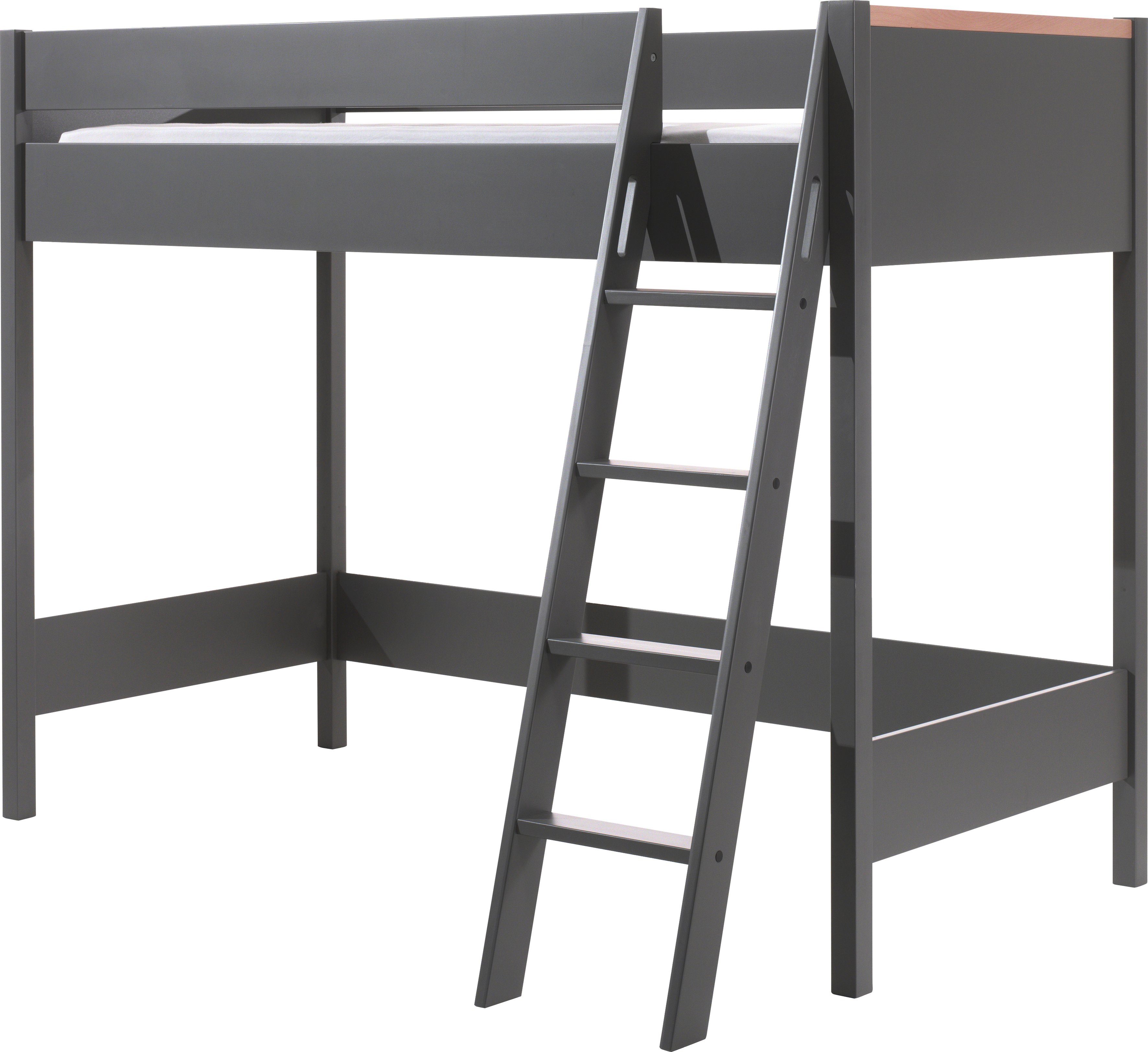 Vipack Hoogslaper Londen met melamine-oppervlak en rolbodem hoogslapers zwart