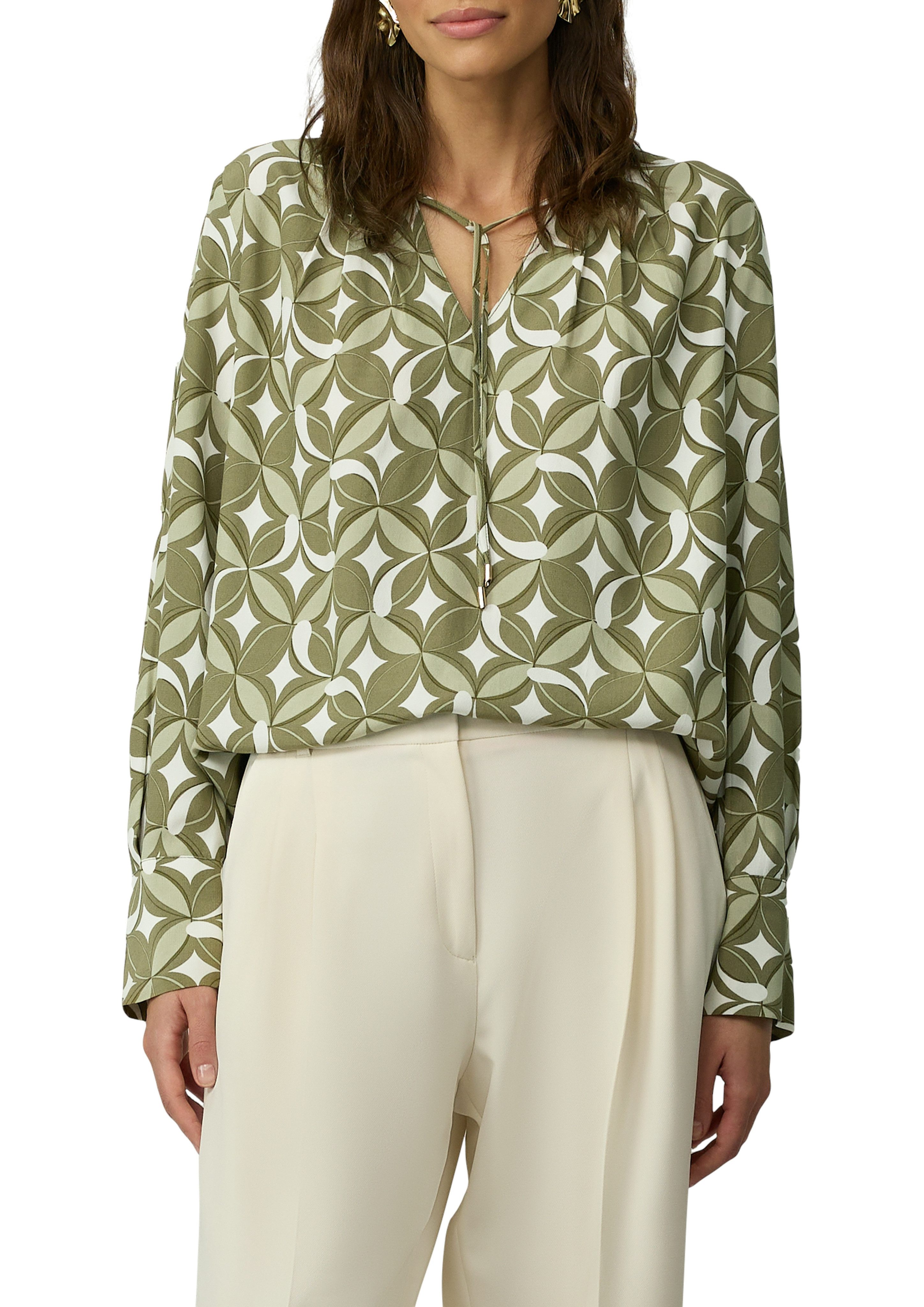 s.Oliver BLACK LABEL Blouse met lange mouwen met plooidetails dames blouses maat 38 groen