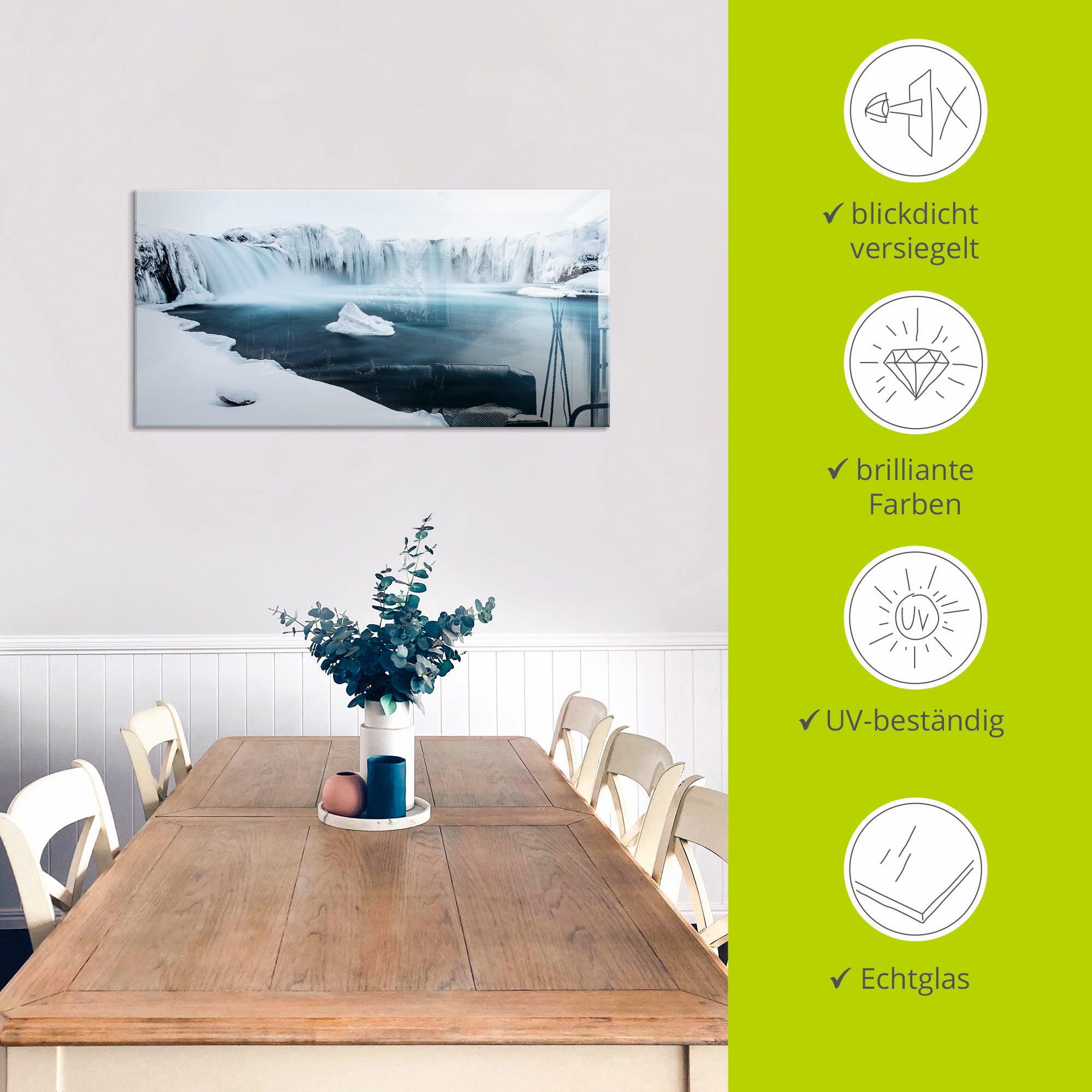 Artland Print op glas Godafoss in verschillende maten