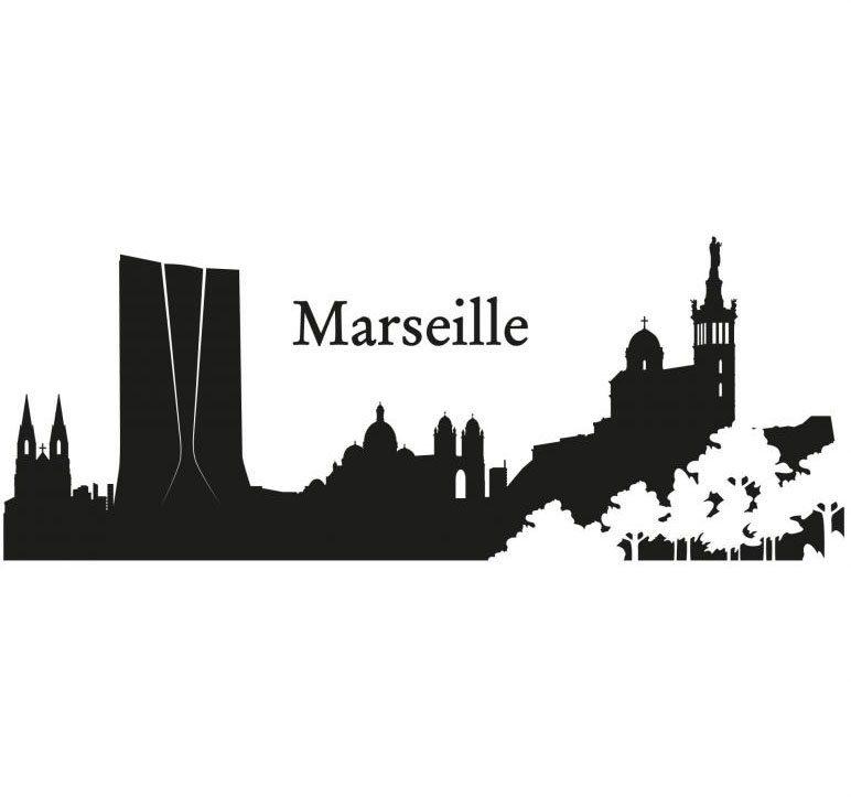 Wall-Art Wandfolie XXL stad skyline Marseille 120 cm (1 stuk)