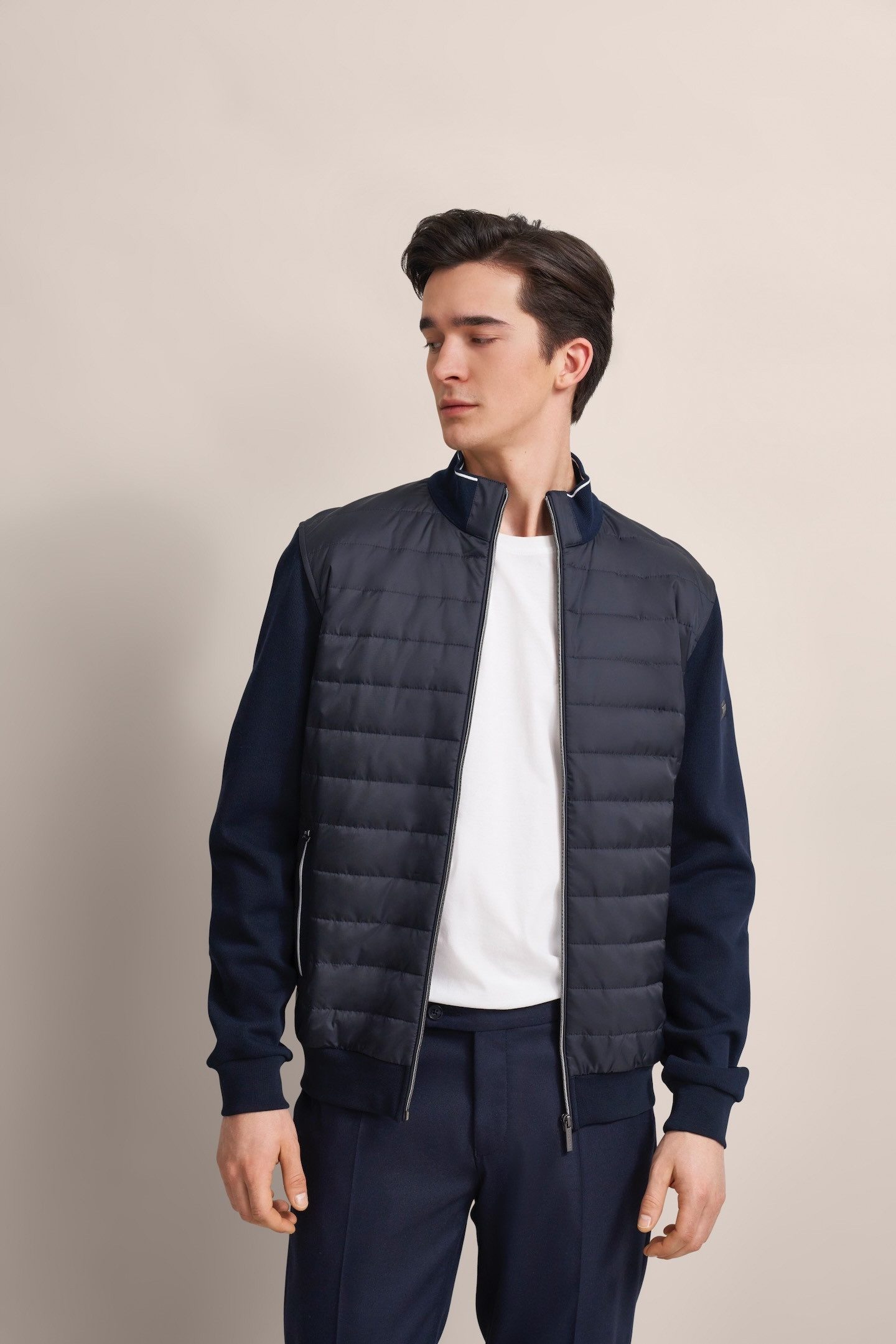 Bugatti Sweatvest met sportieve opstaande kraag heren sweatvesten maat S blauw