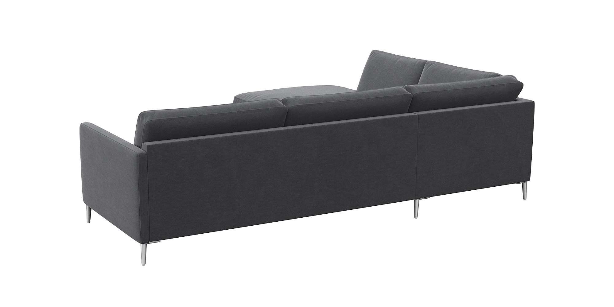 FLEXLUX Hoekbank Fiore, L-vorm smalle armleuningen, koudschuim, aluminium poten