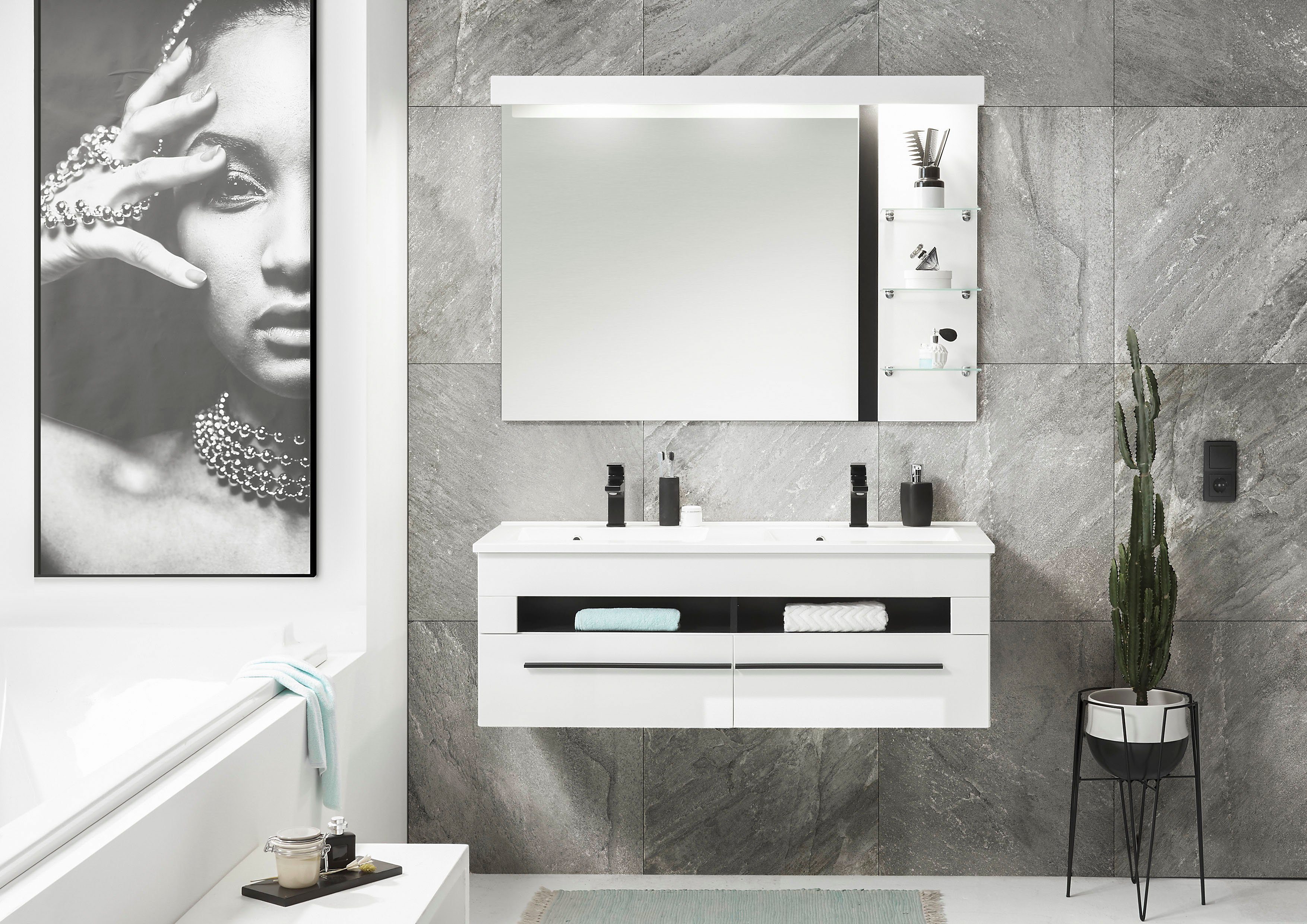 INOSIGN Badkamerserie Cantara, Bad im modernen Design, 2-teiliges Badezimmer Hoogglanzende fronten (set, 2-delig)