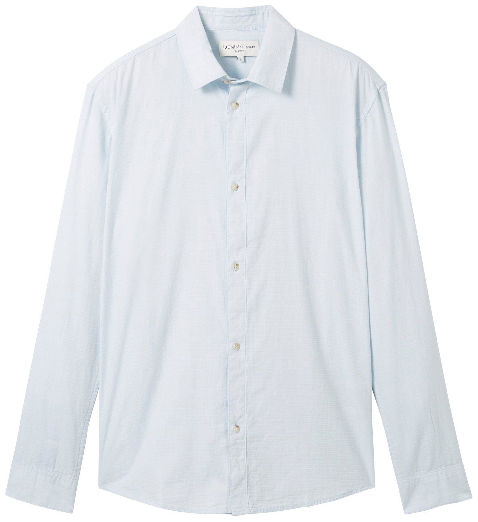 Tom Tailor Denim Overhemd met lange mouwen met knoopsluiting en structuur-uiterlijk