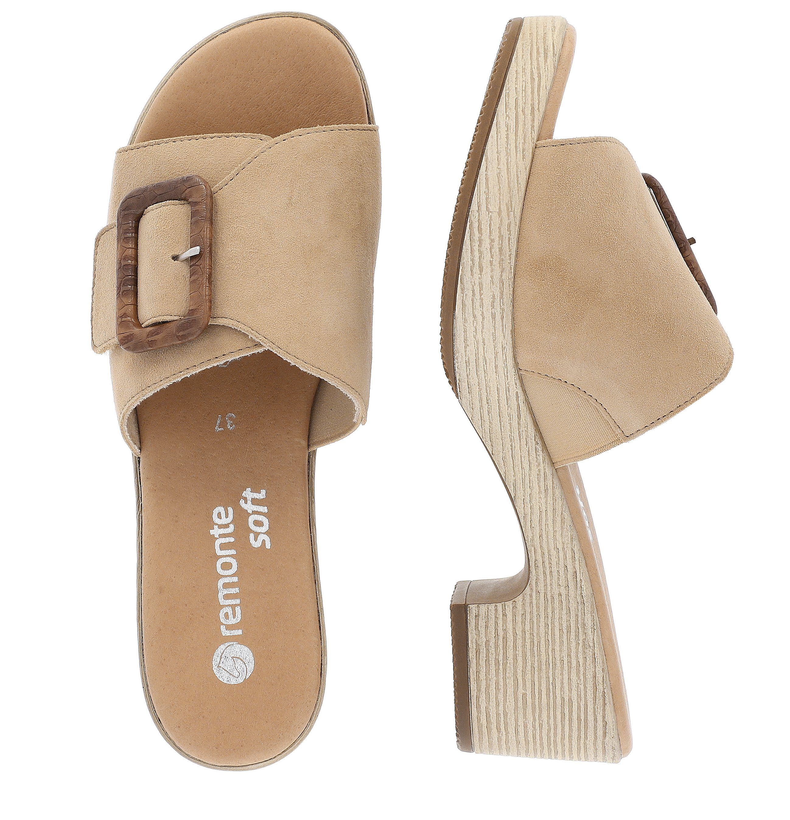 Remonte Slippers ELLE-Collection blokhak, zomerschoen, slippers, decoratieve gesp, elle-collectie